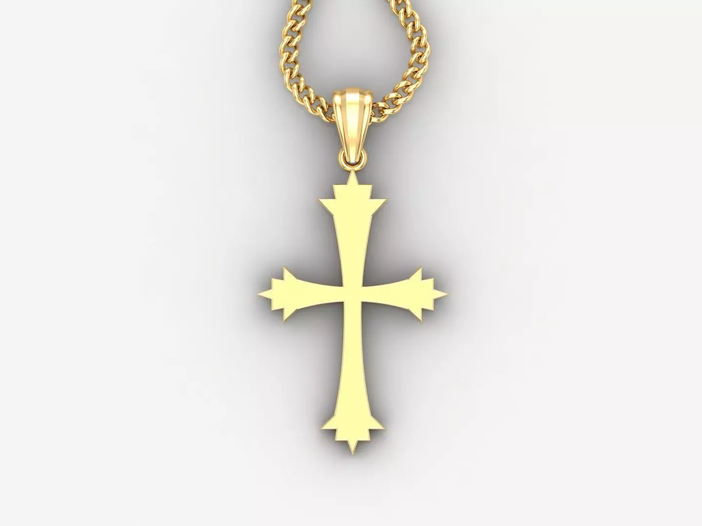 Light Gold 18K Cross Pendant 1CP021 3D print model_0