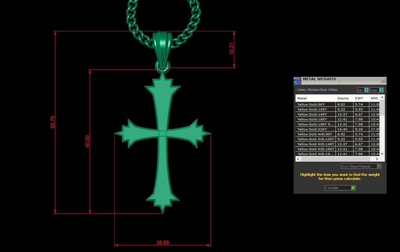Light Gold 18K Cross Pendant 1CP021 3D print model_1