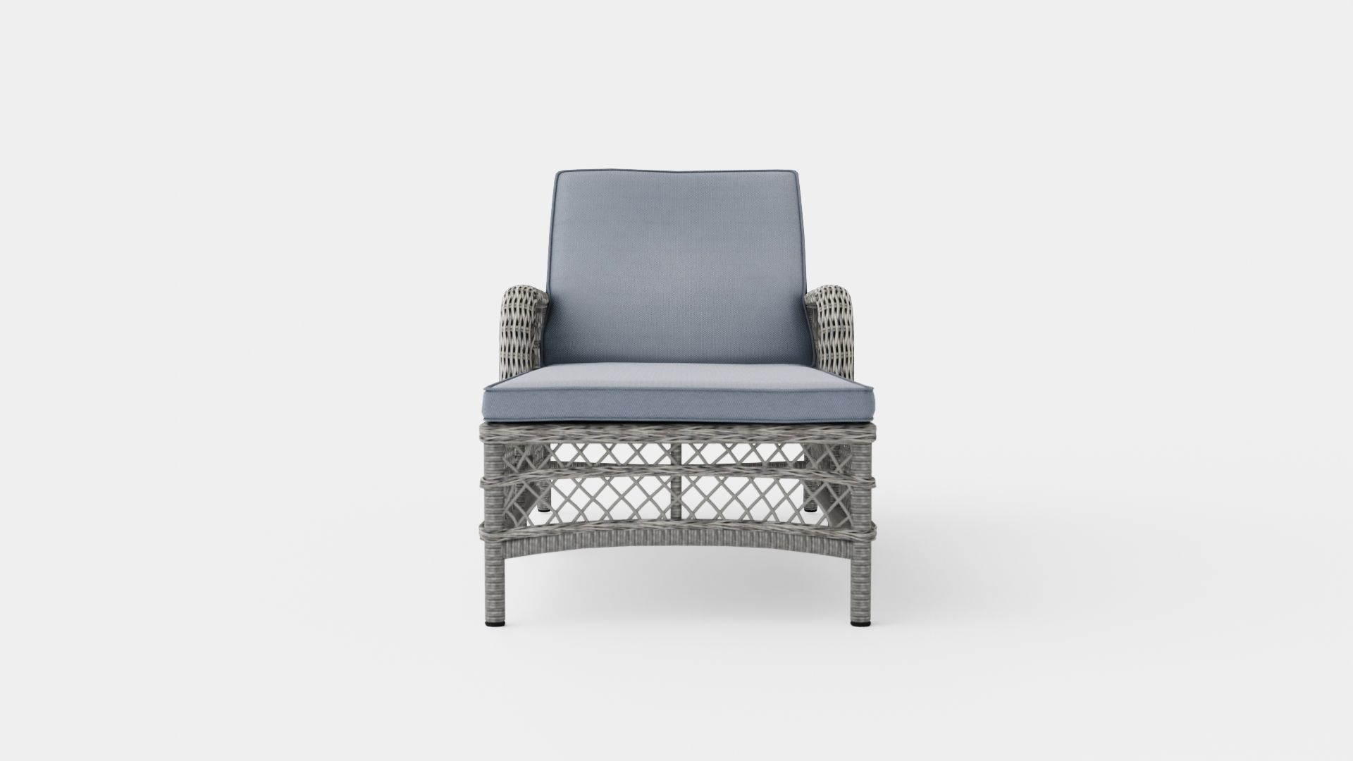 Rattan Sunbed Low-poly 3D model_1