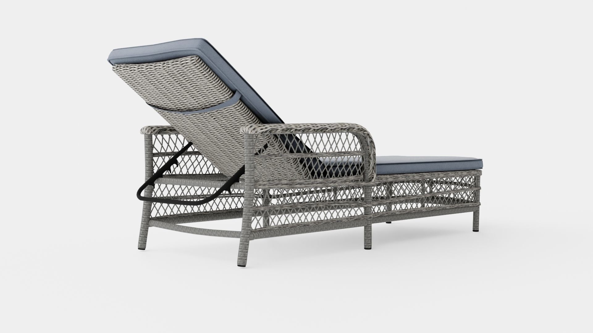 Rattan Sunbed Low-poly 3D model_3