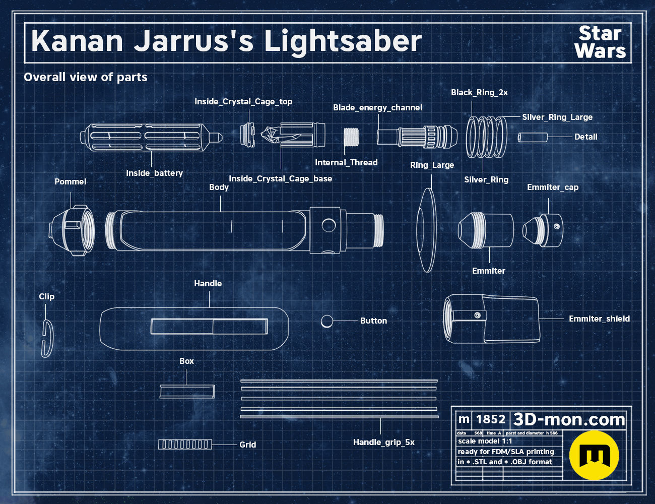 Kanan Jarrus lightsaber 3D print model_1
