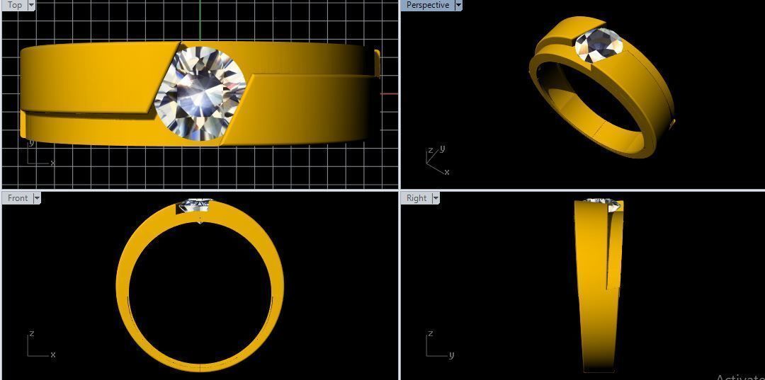 ladies stone ring 3dm file 3D print model_2