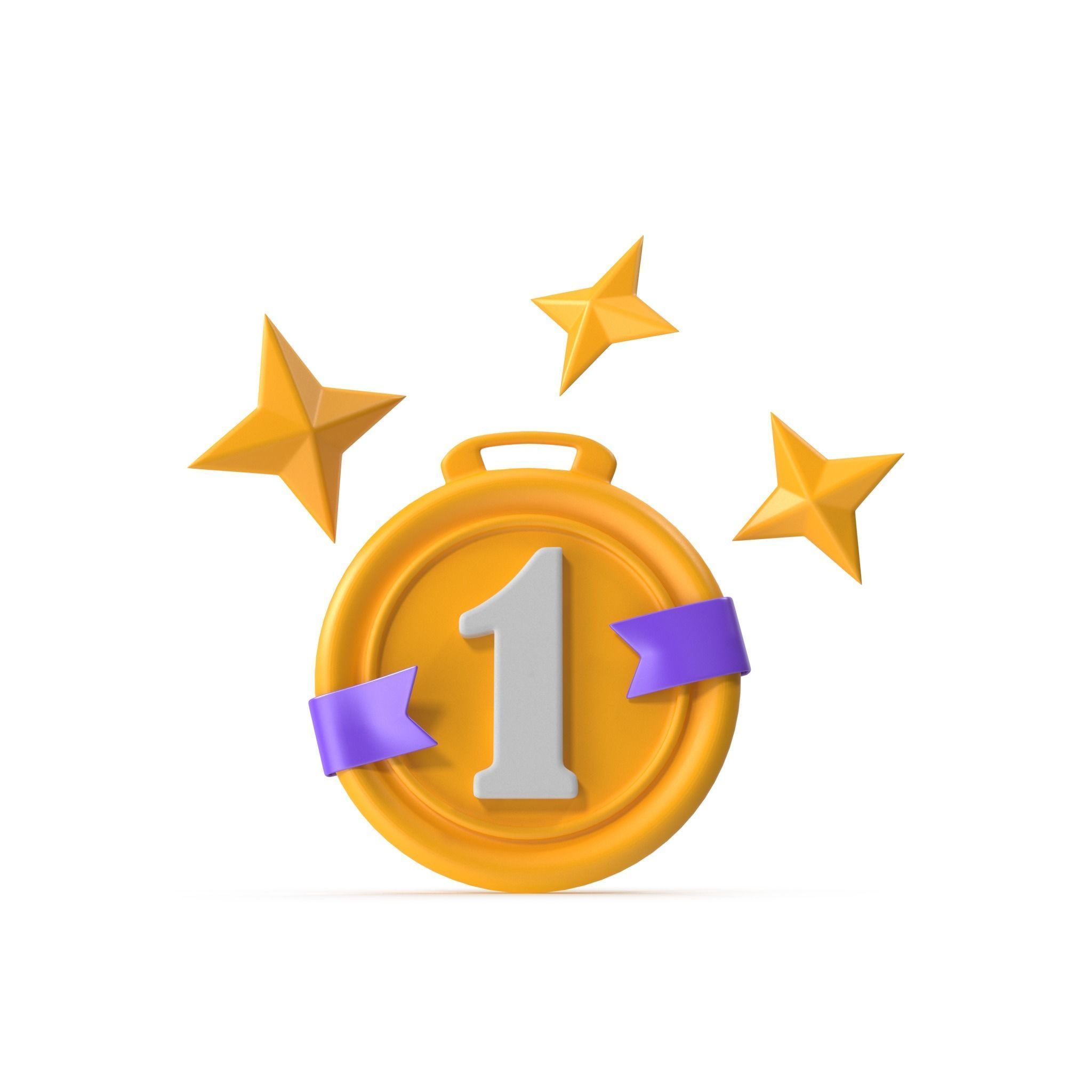 Medal Stars Cartoon Low-poly 3D model_11