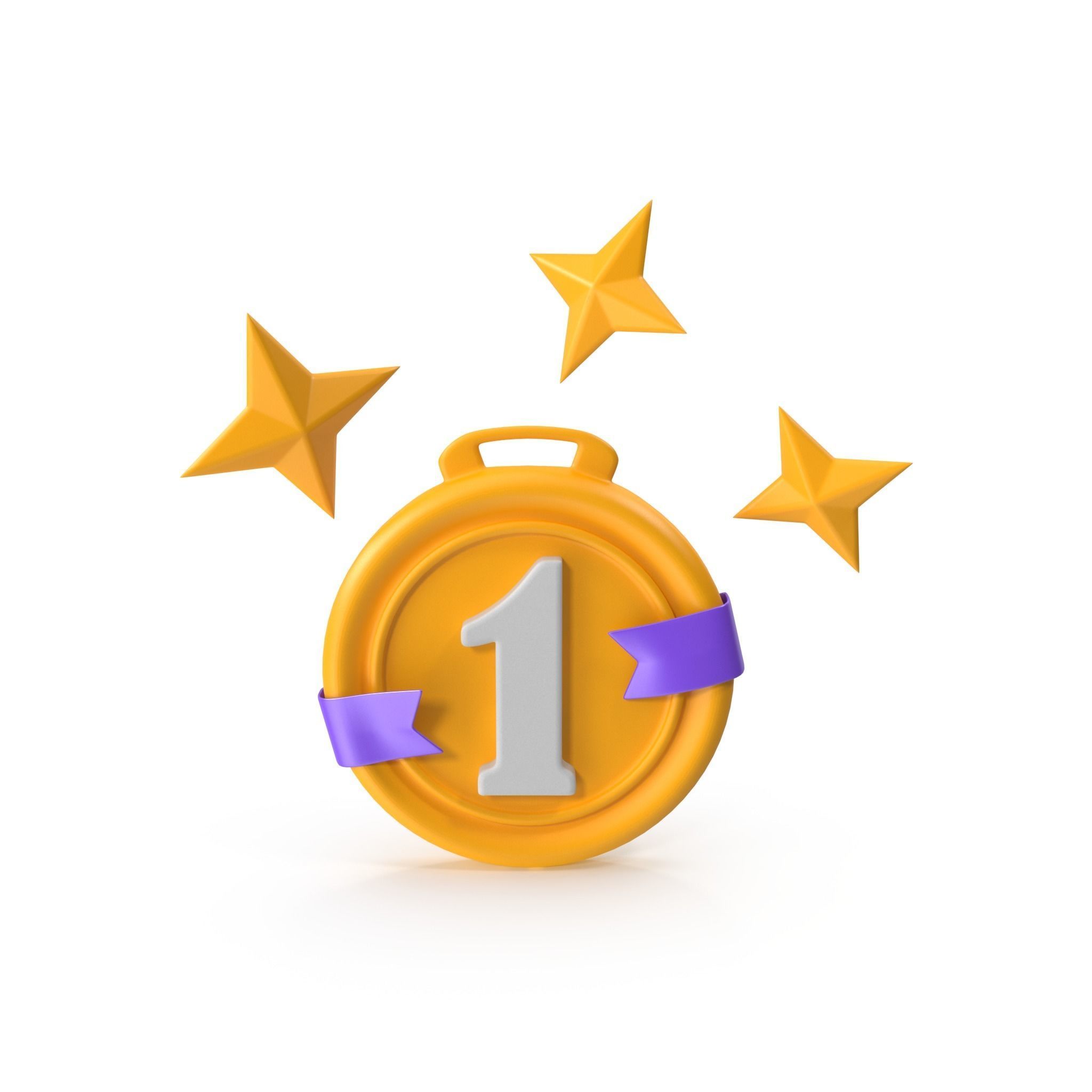 Medal Stars Cartoon Low-poly 3D model_7