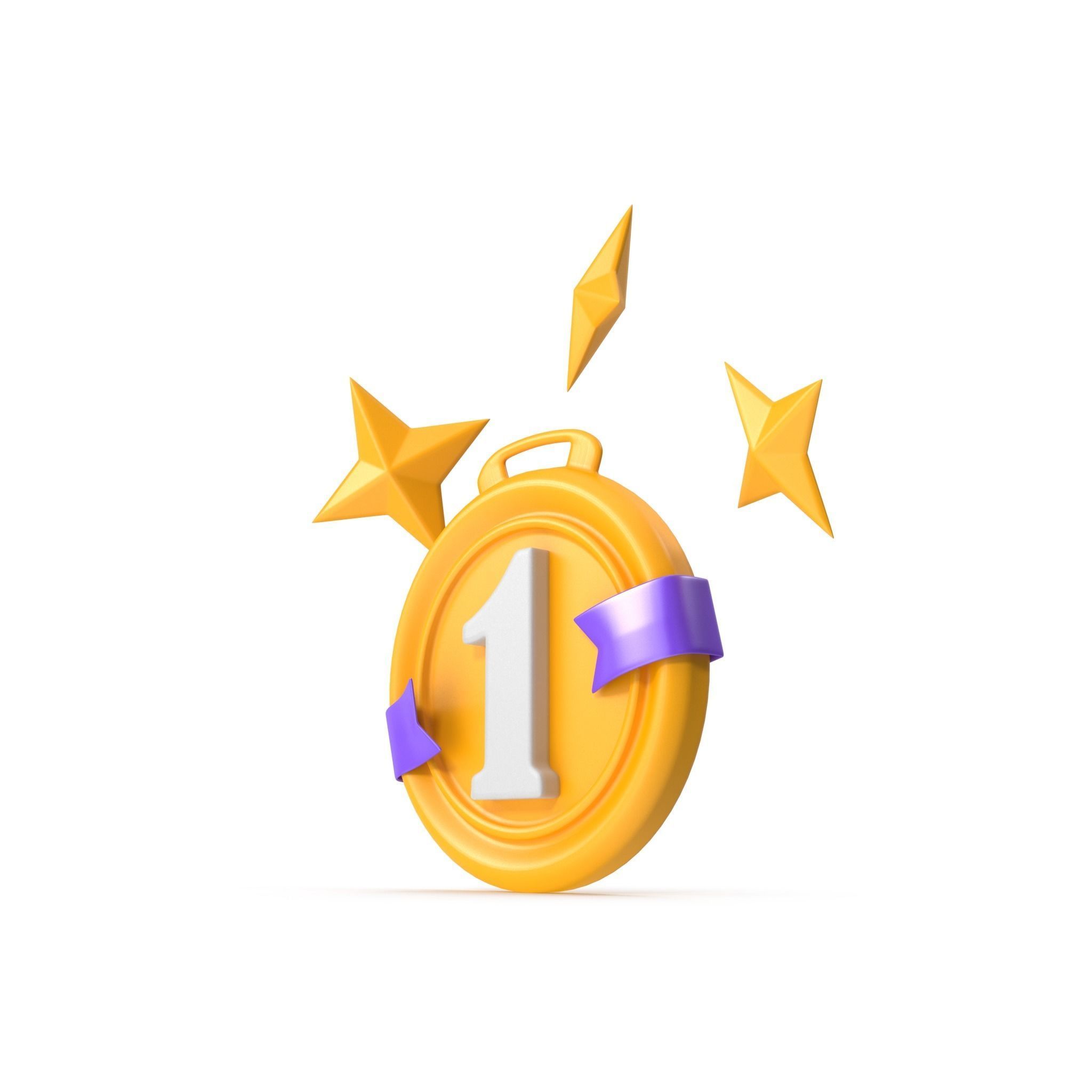 Medal Stars Cartoon Low-poly 3D model_8