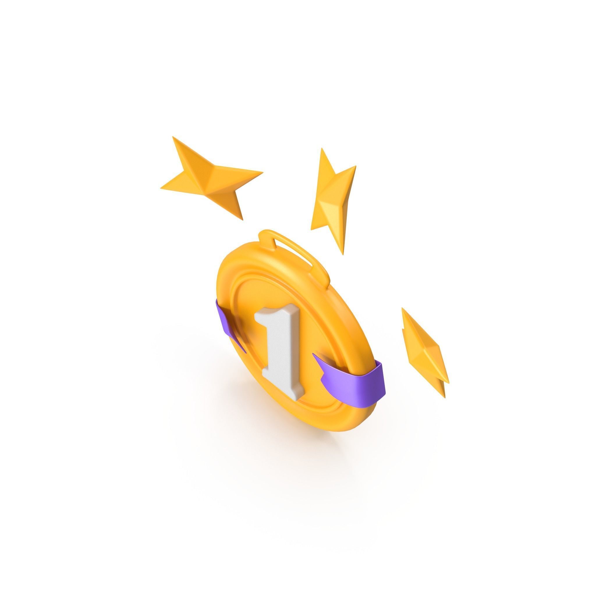 Medal Stars Cartoon Low-poly 3D model_1