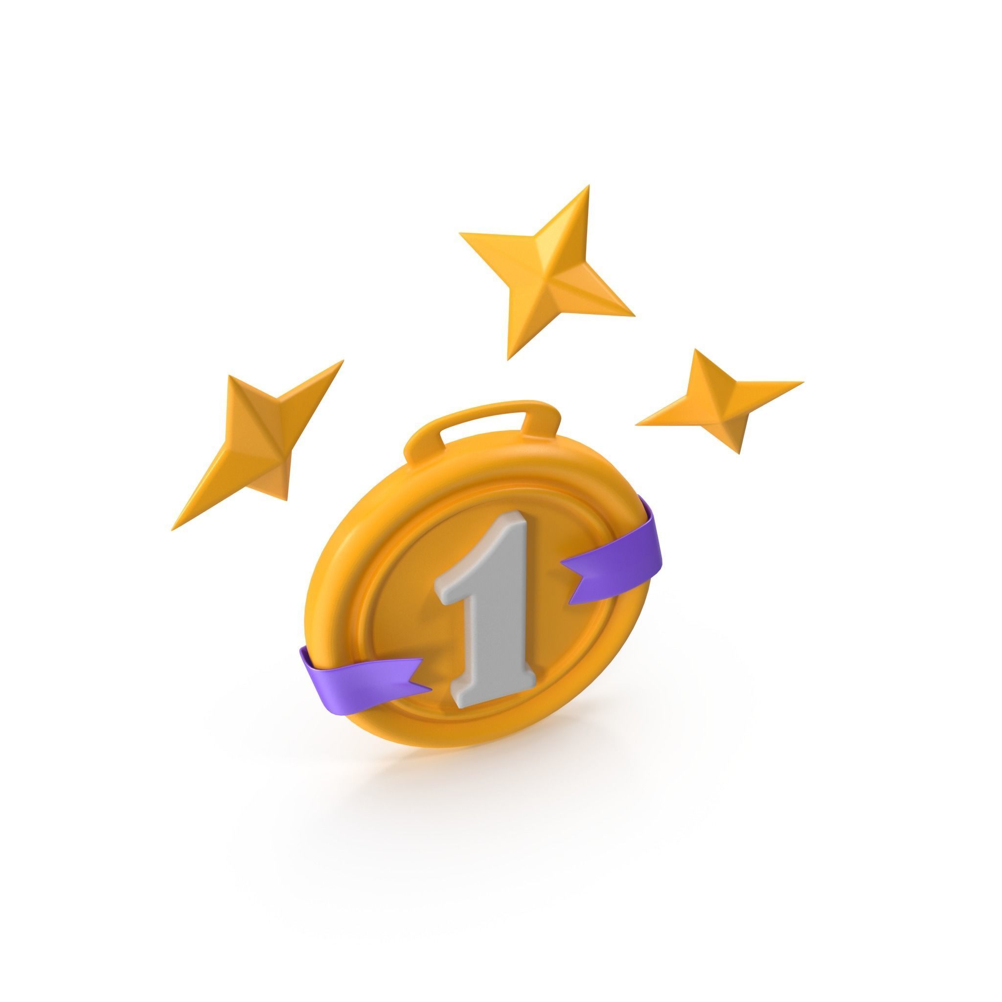 Medal Stars Cartoon Low-poly 3D model_5