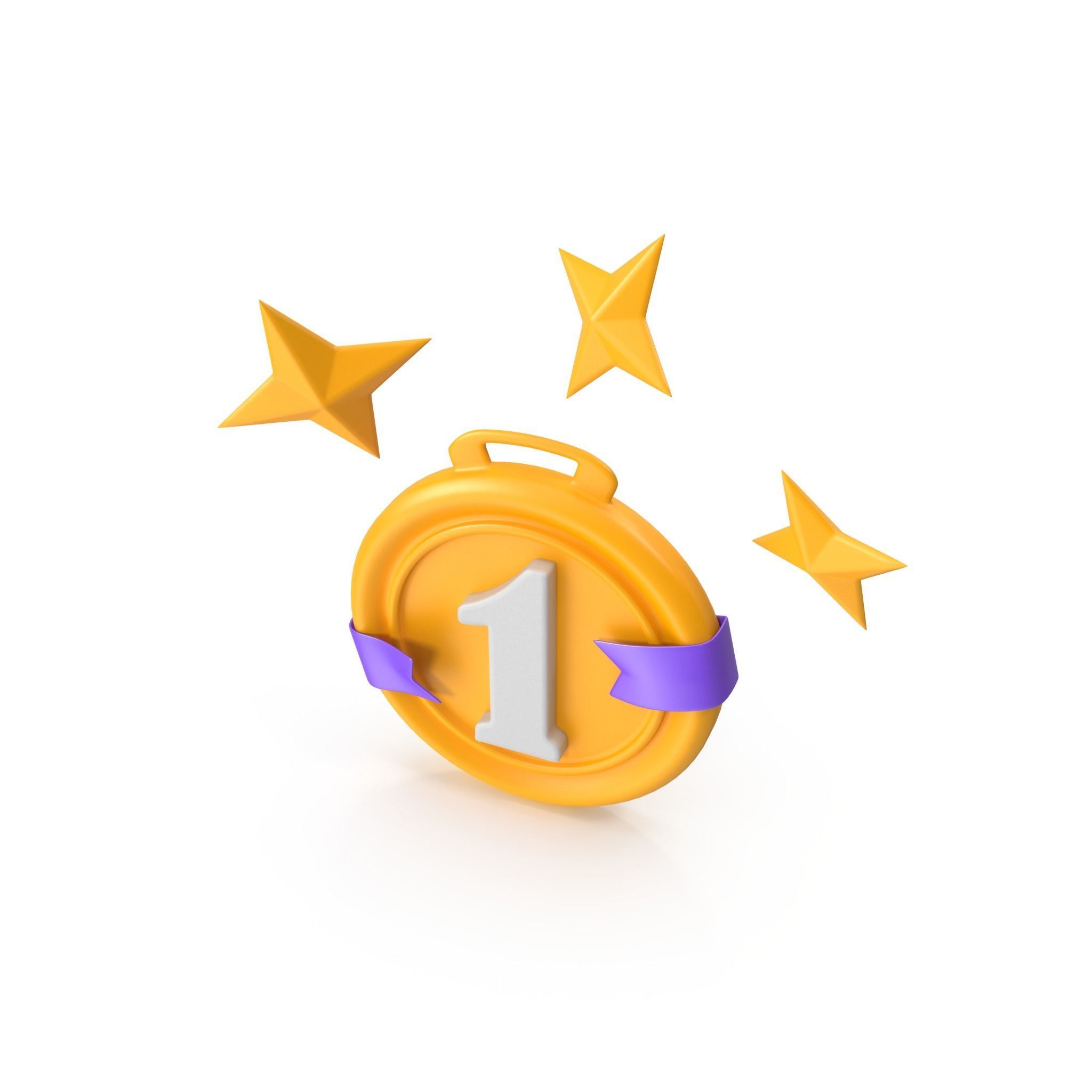 Medal Stars Cartoon Low-poly 3D model_4