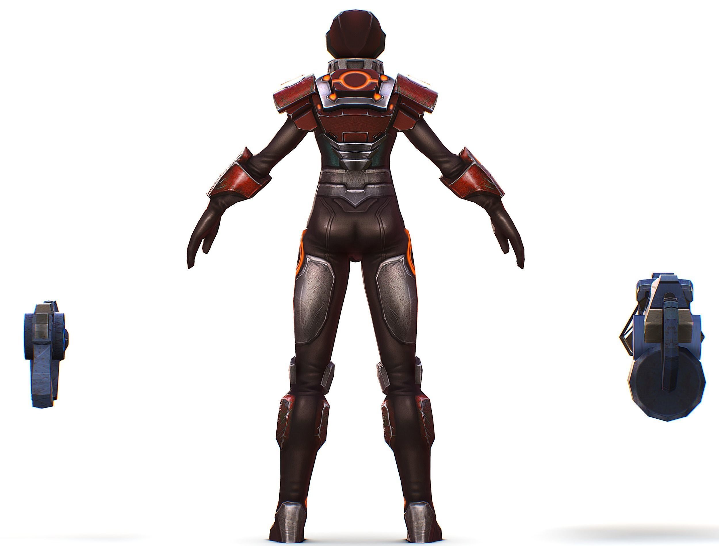 Sci-fi Female Cyborg - Woman Machine Gun Low-poly 3D model_35