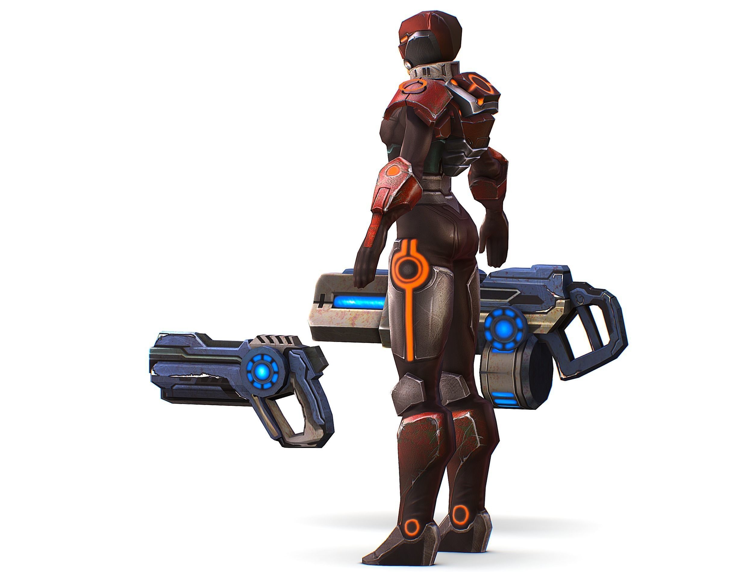 Sci-fi Female Cyborg - Woman Machine Gun Low-poly 3D model_16