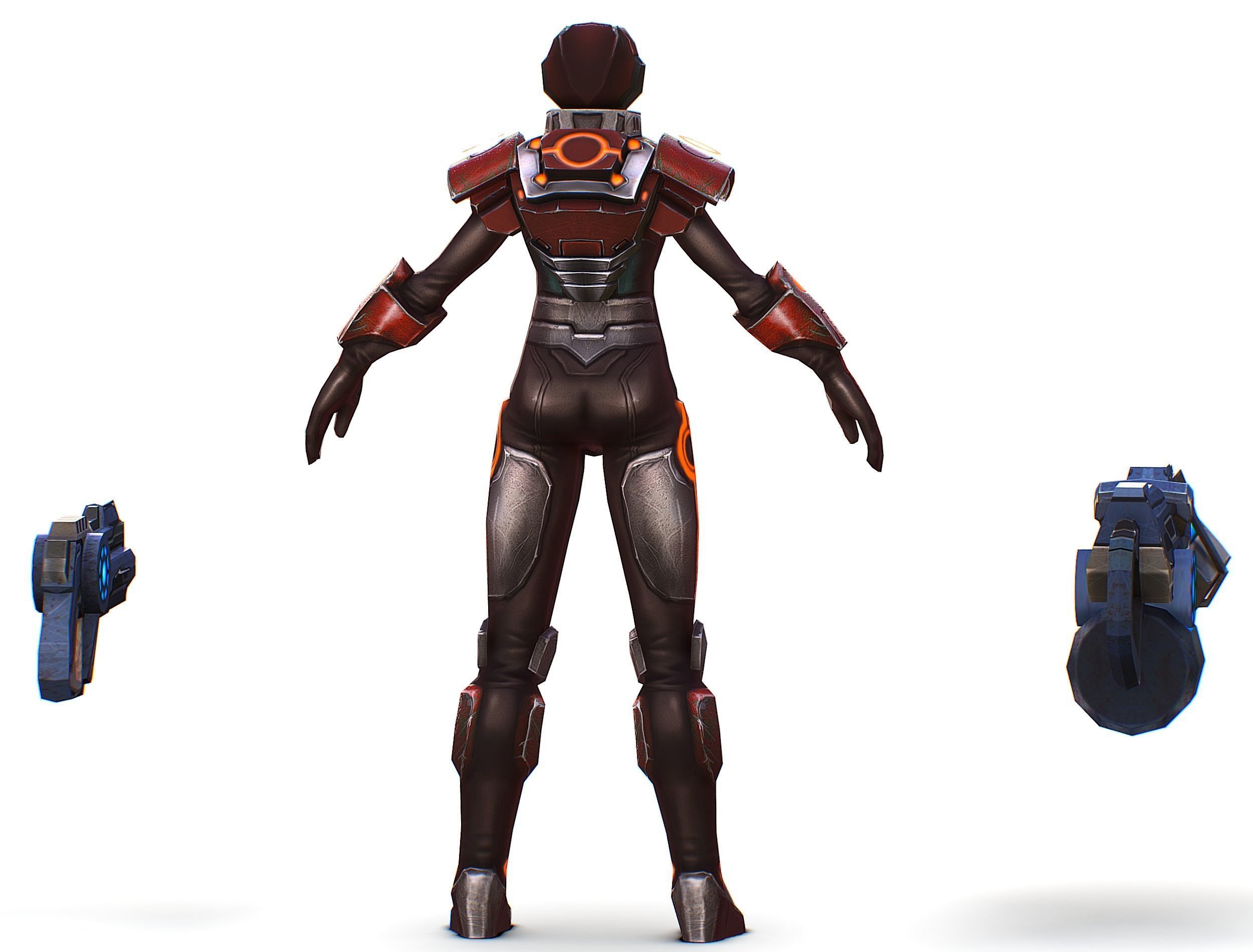 Sci-fi Female Cyborg - Woman Machine Gun Low-poly 3D model_11