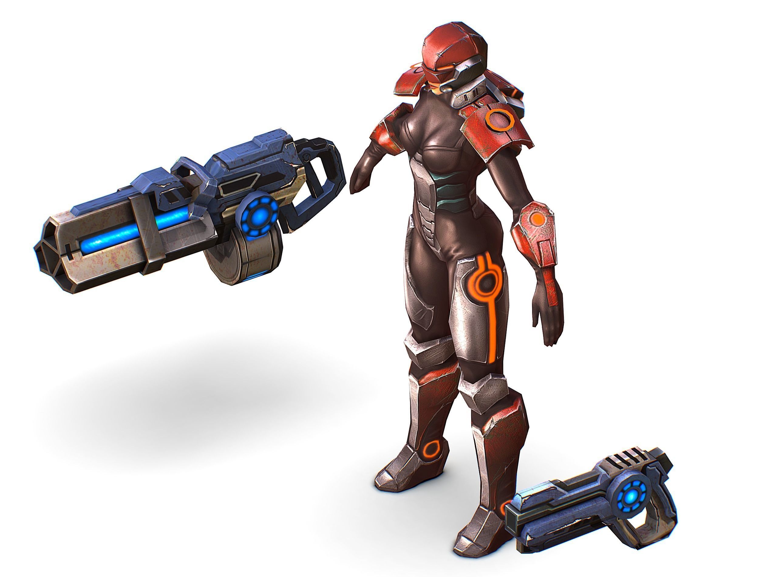 Sci-fi Female Cyborg - Woman Machine Gun Low-poly 3D model_38