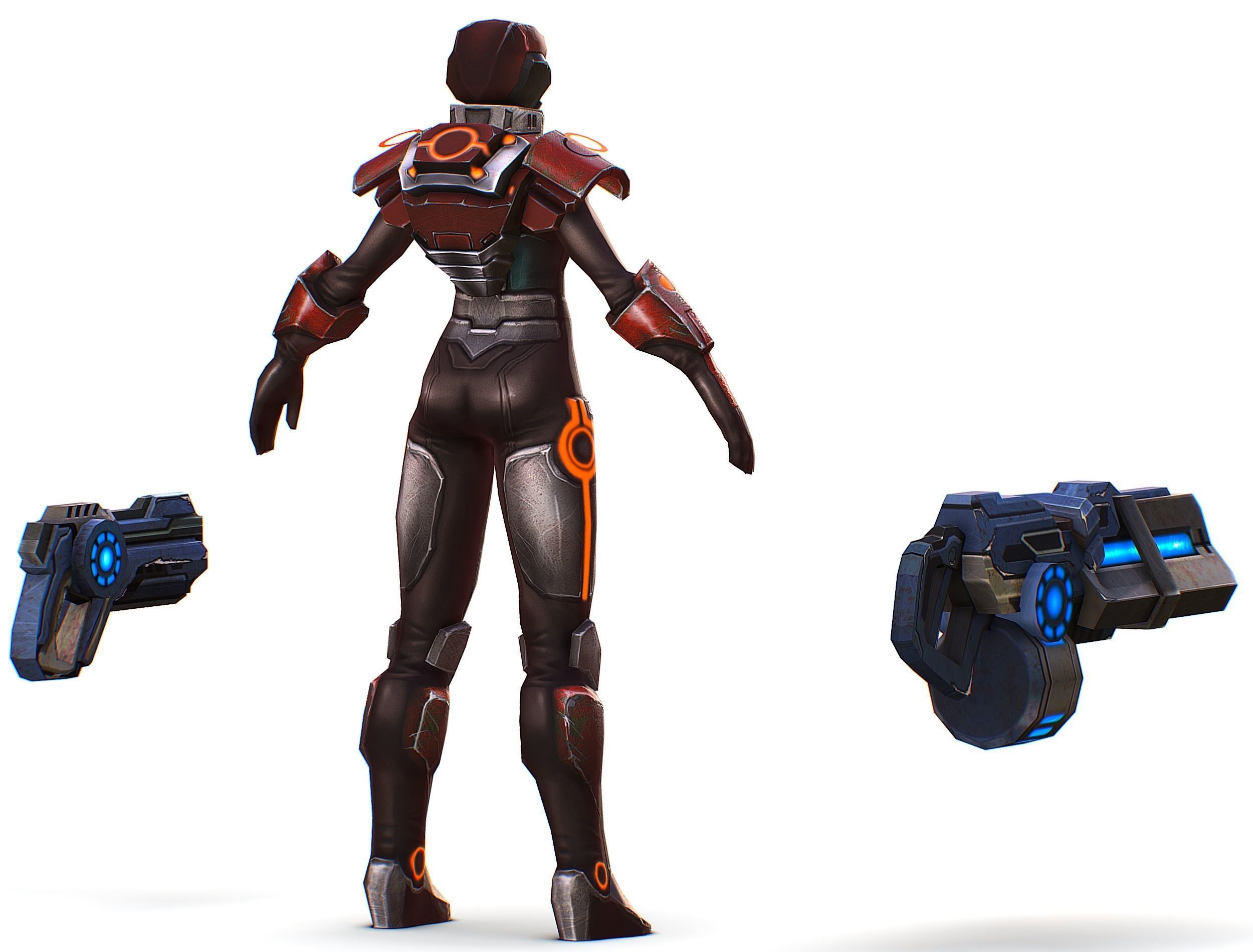 Sci-fi Female Cyborg - Woman Machine Gun Low-poly 3D model_9