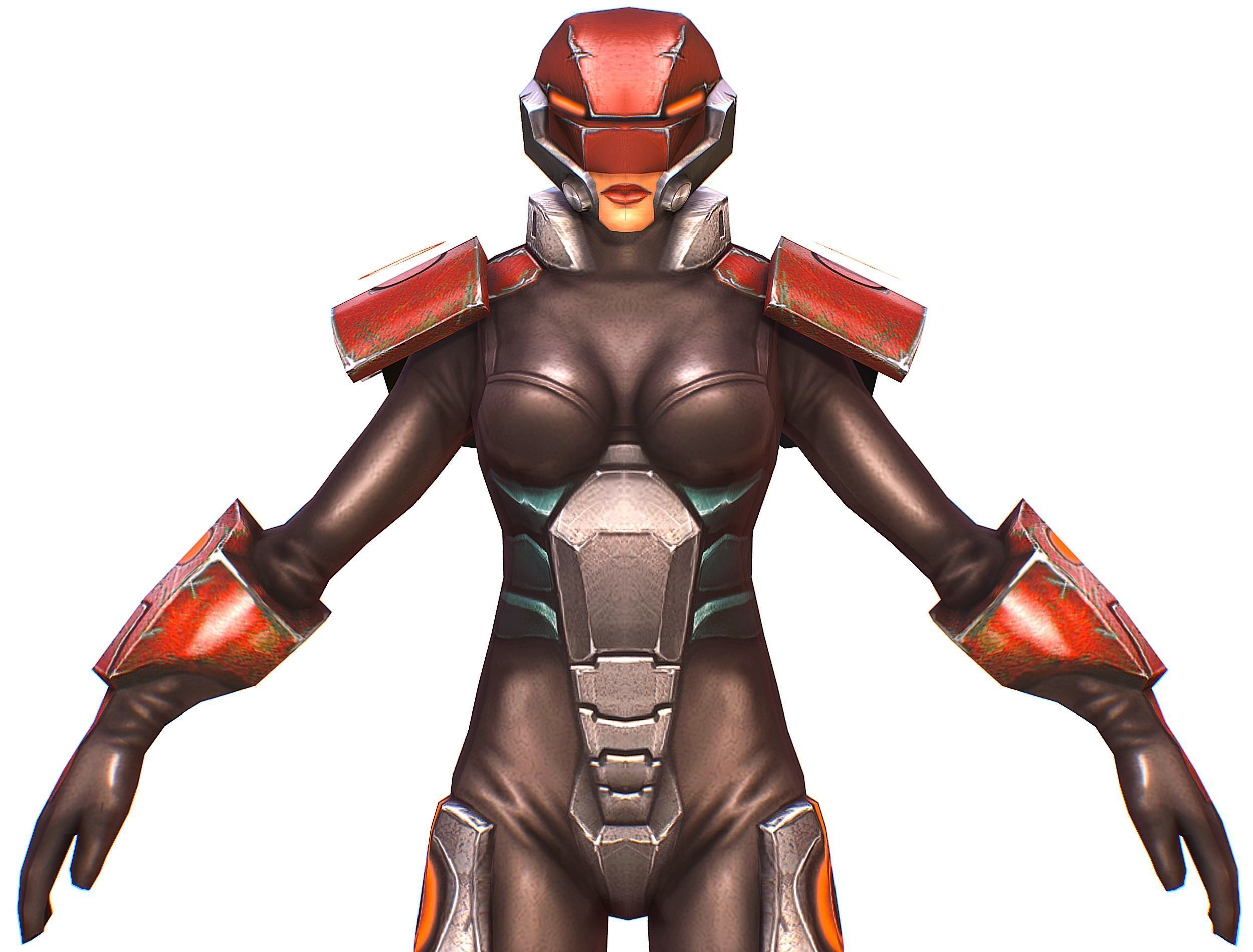 Sci-fi Female Cyborg - Woman Machine Gun Low-poly 3D model_25