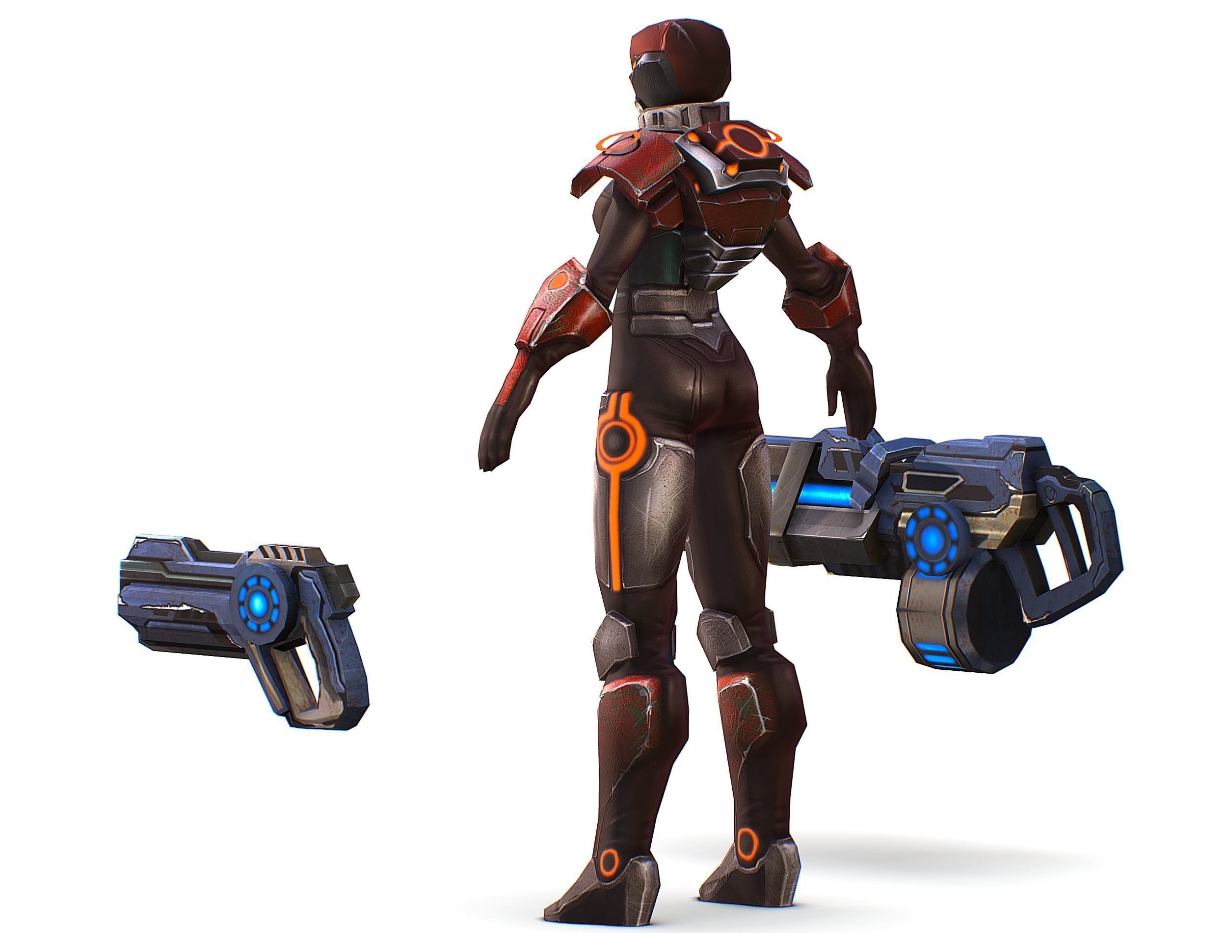 Sci-fi Female Cyborg - Woman Machine Gun Low-poly 3D model_15