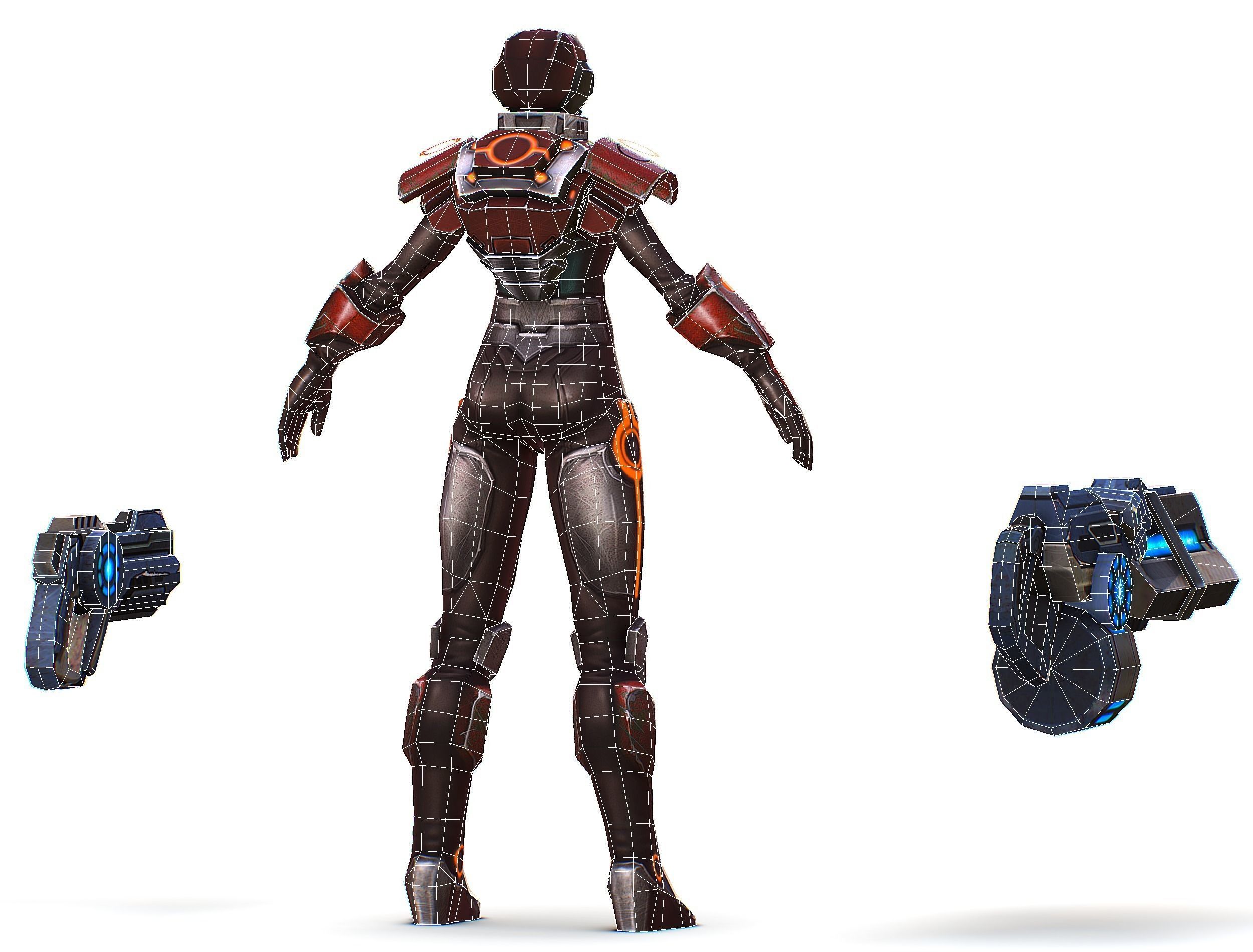 Sci-fi Female Cyborg - Woman Machine Gun Low-poly 3D model_65