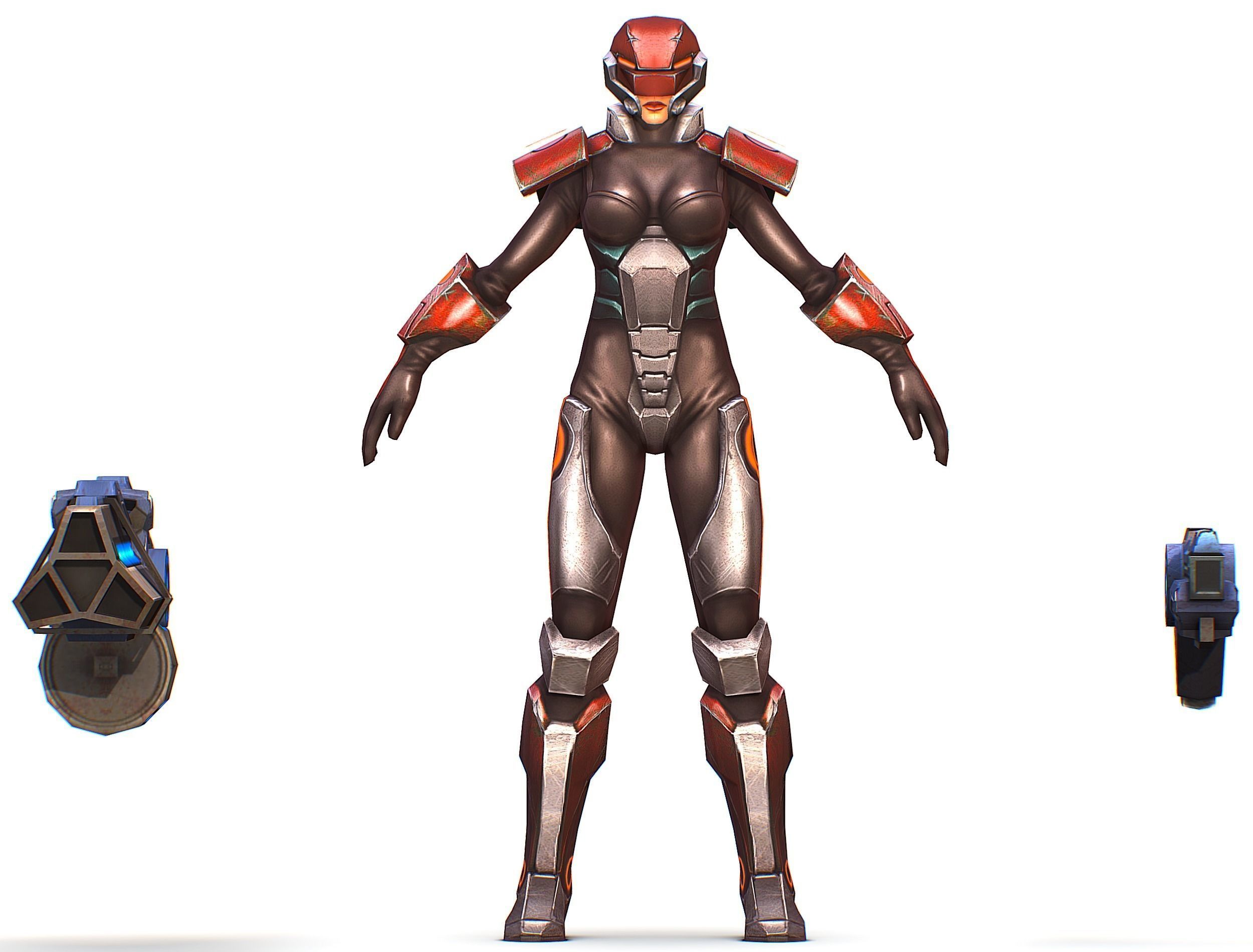 Sci-fi Female Cyborg - Woman Machine Gun Low-poly 3D model_33