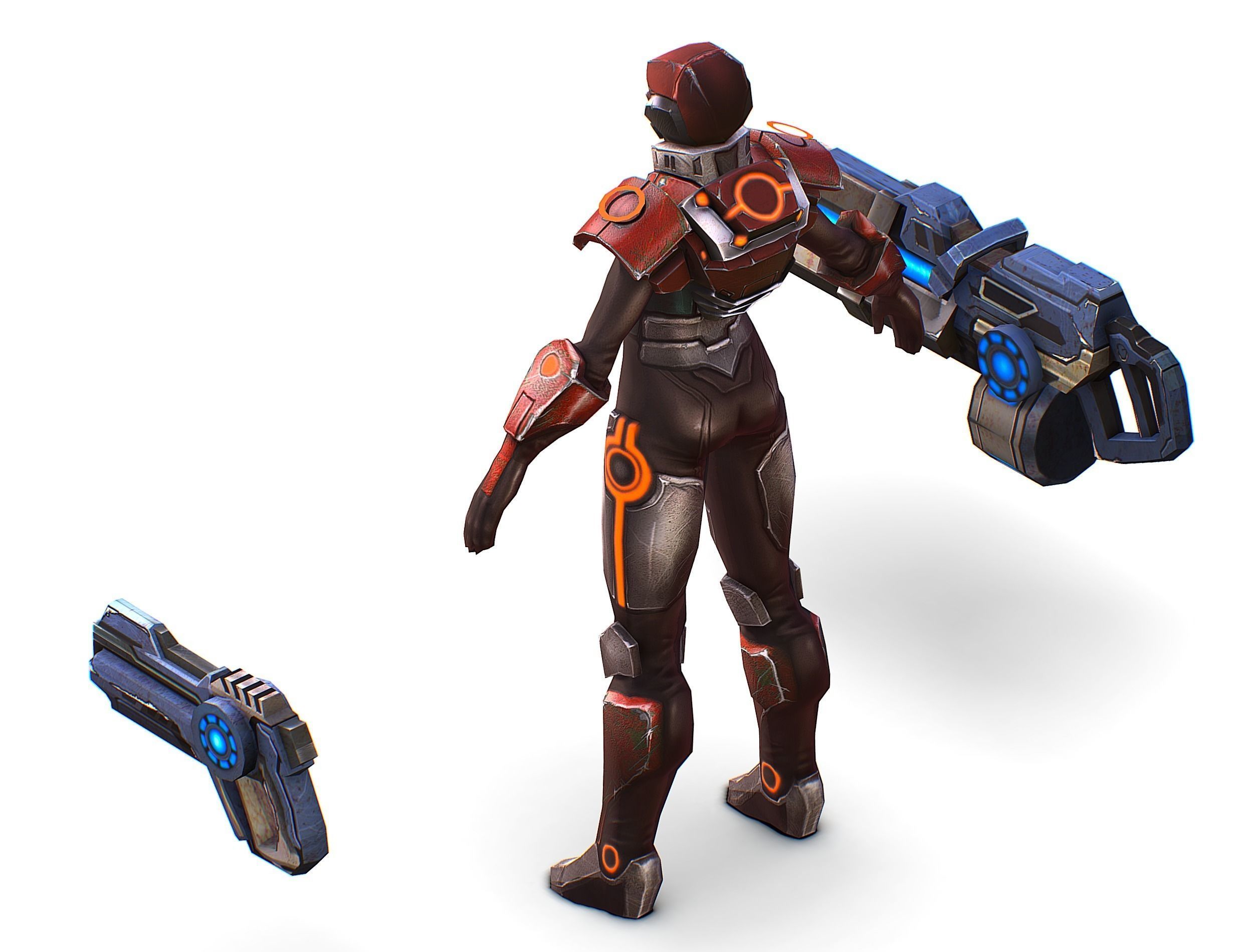 Sci-fi Female Cyborg - Woman Machine Gun Low-poly 3D model_39