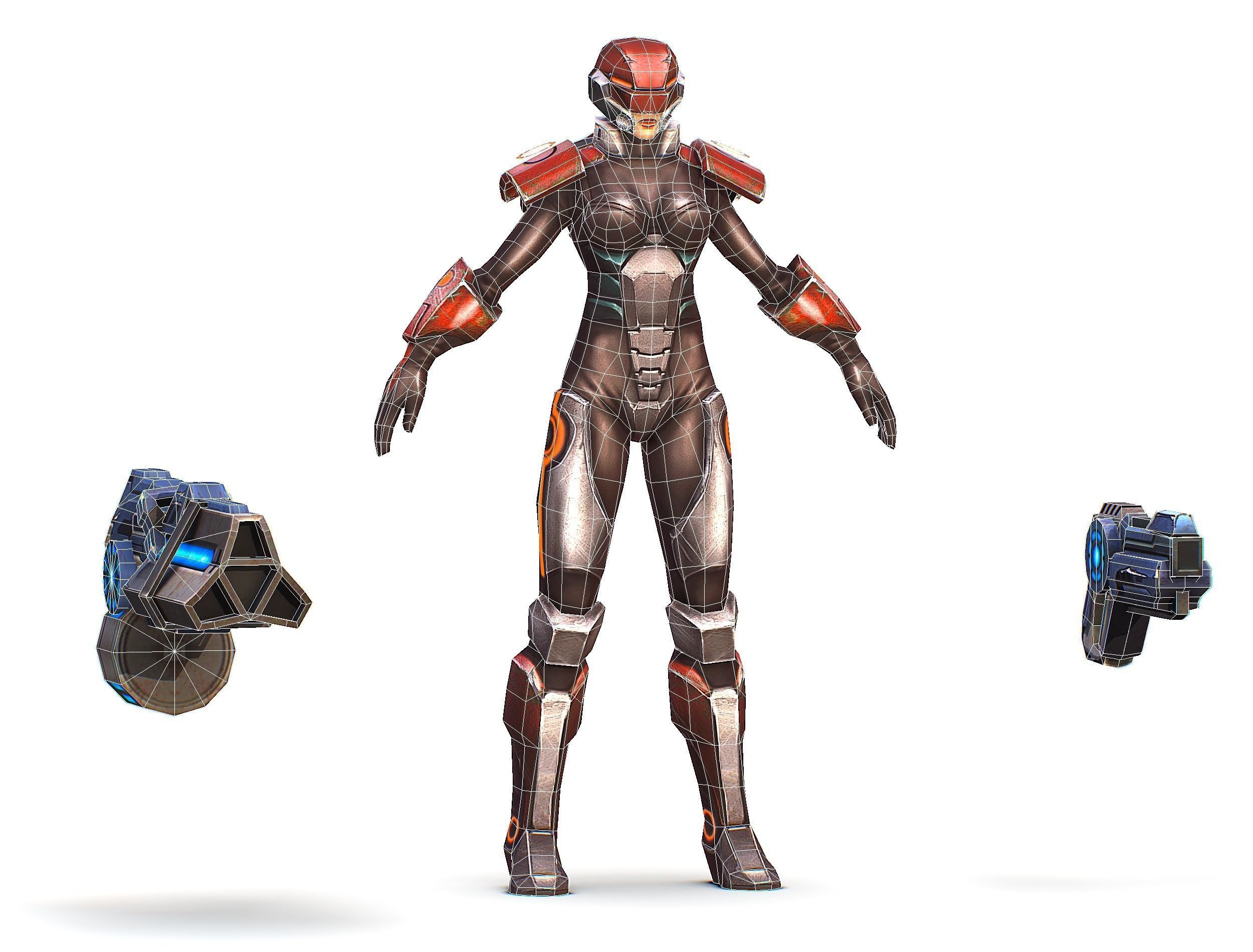 Sci-fi Female Cyborg - Woman Machine Gun Low-poly 3D model_63