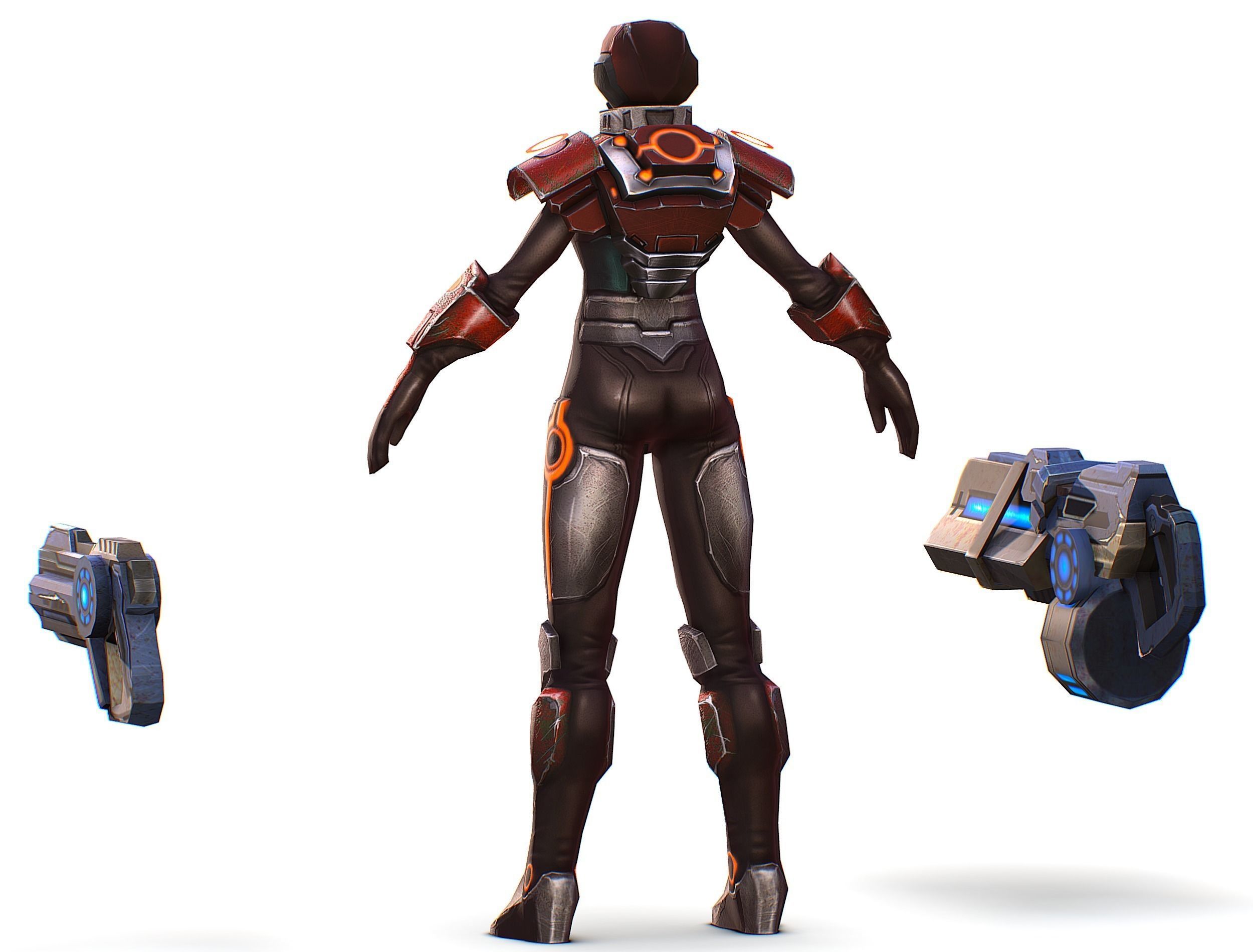 Sci-fi Female Cyborg - Woman Machine Gun Low-poly 3D model_13