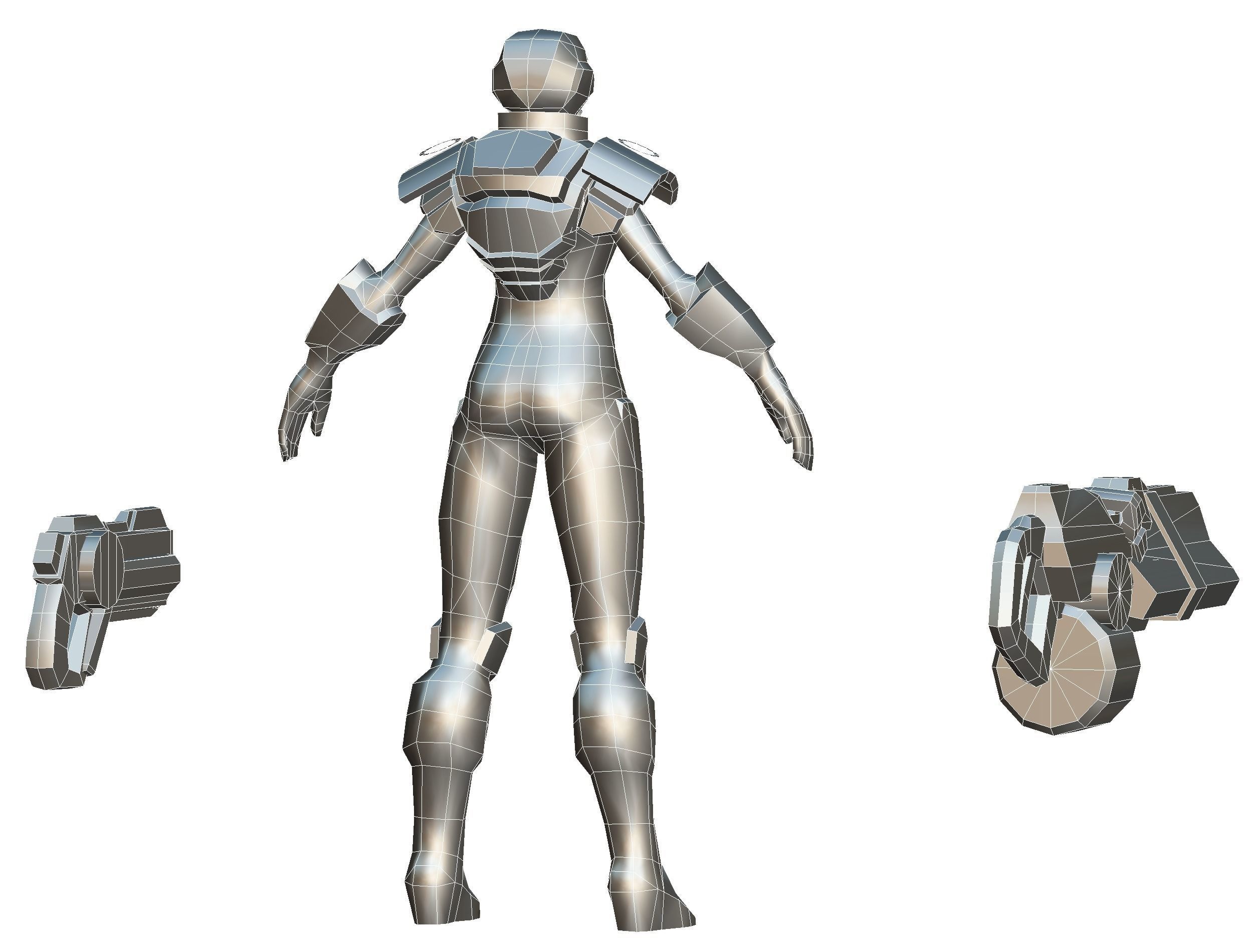 Sci-fi Female Cyborg - Woman Machine Gun Low-poly 3D model_66