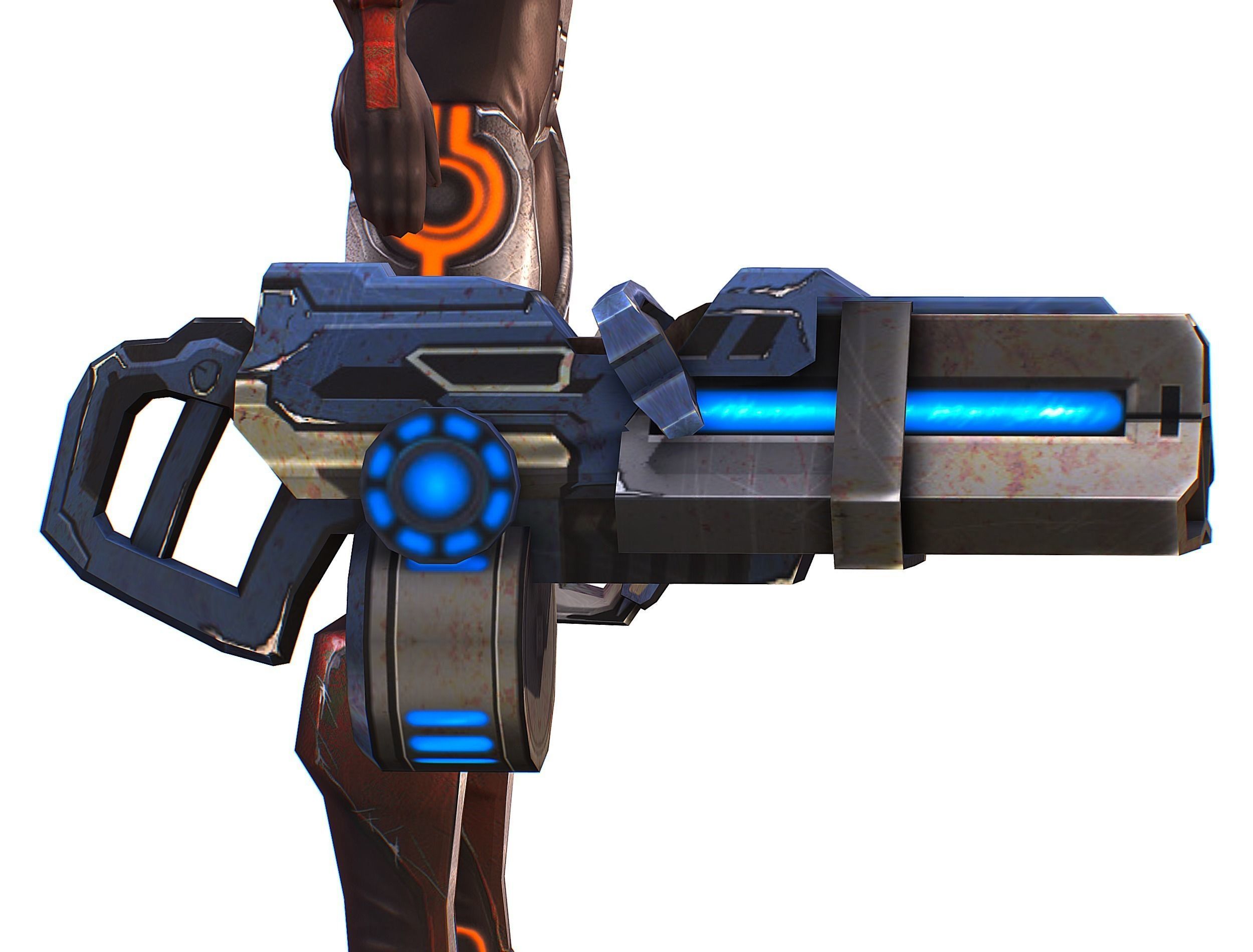 Sci-fi Female Cyborg - Woman Machine Gun Low-poly 3D model_43