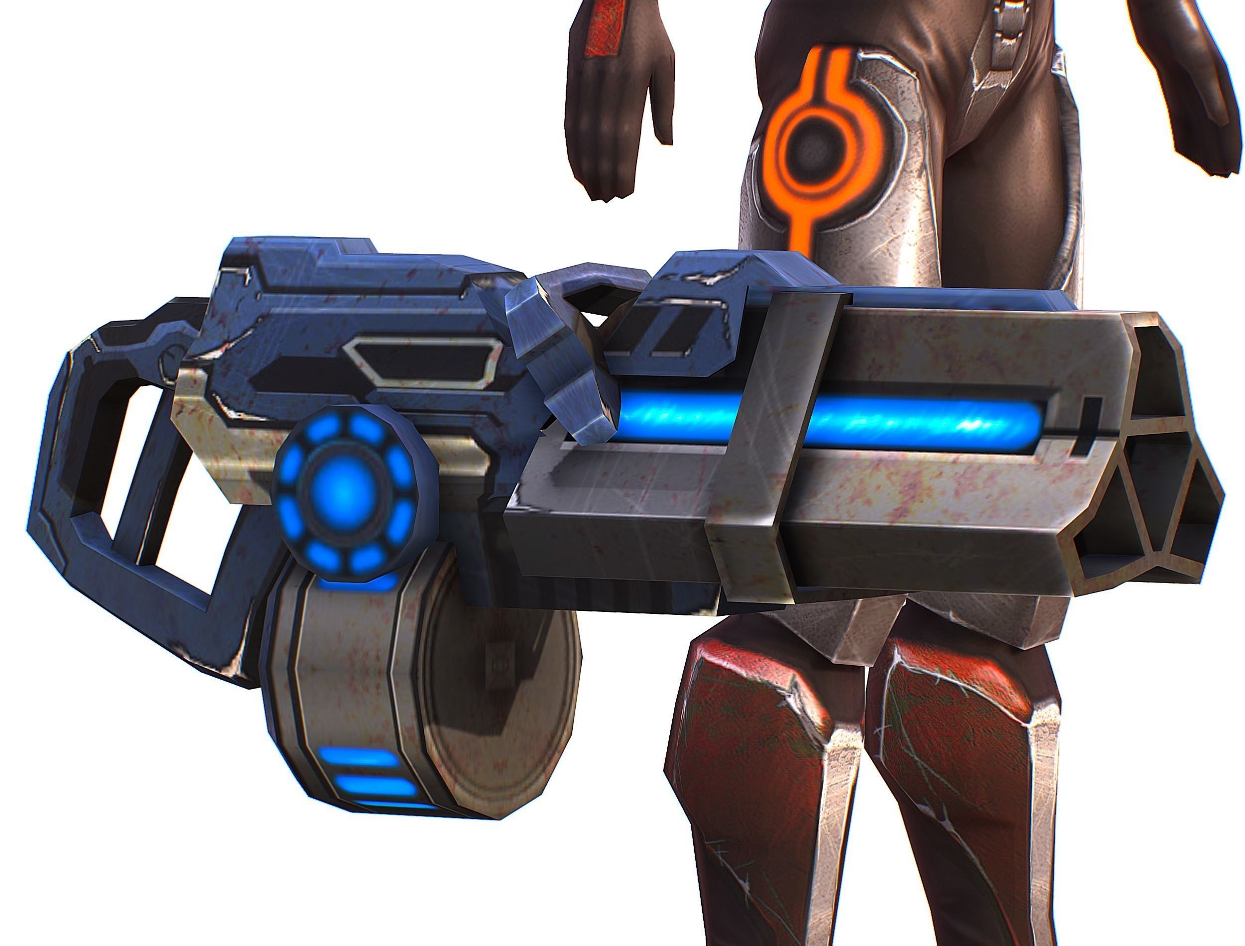 Sci-fi Female Cyborg - Woman Machine Gun Low-poly 3D model_42