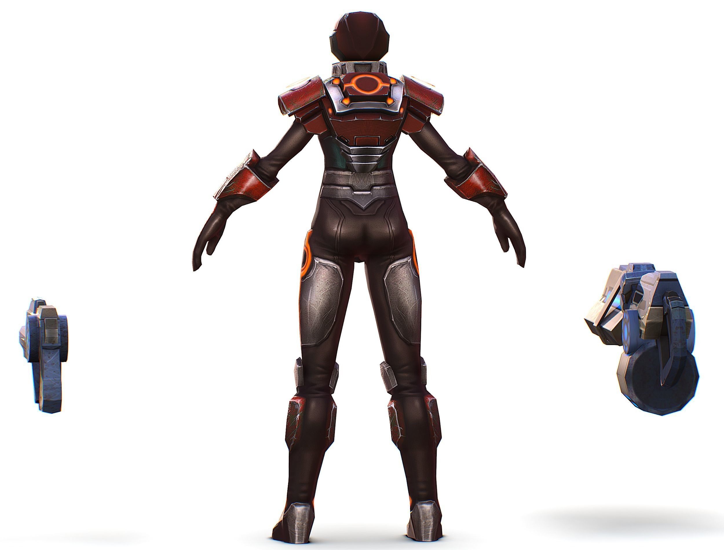 Sci-fi Female Cyborg - Woman Machine Gun Low-poly 3D model_12