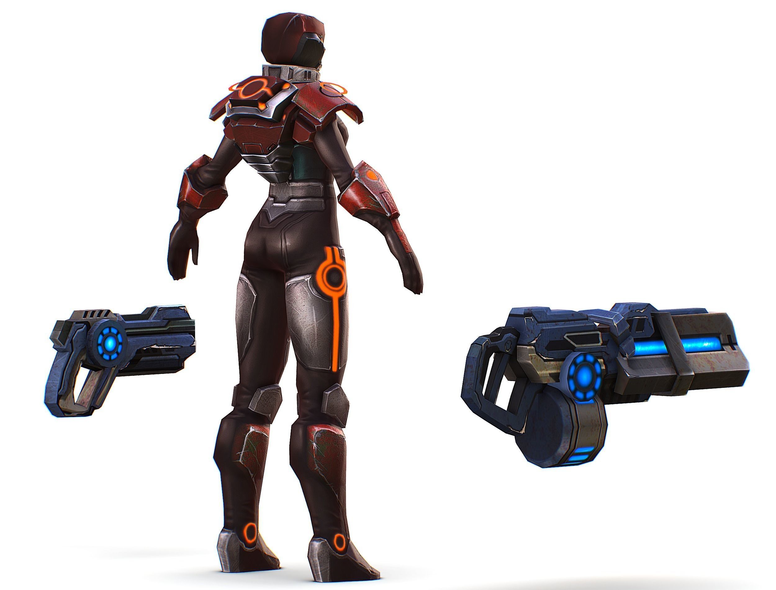 Sci-fi Female Cyborg - Woman Machine Gun Low-poly 3D model_8