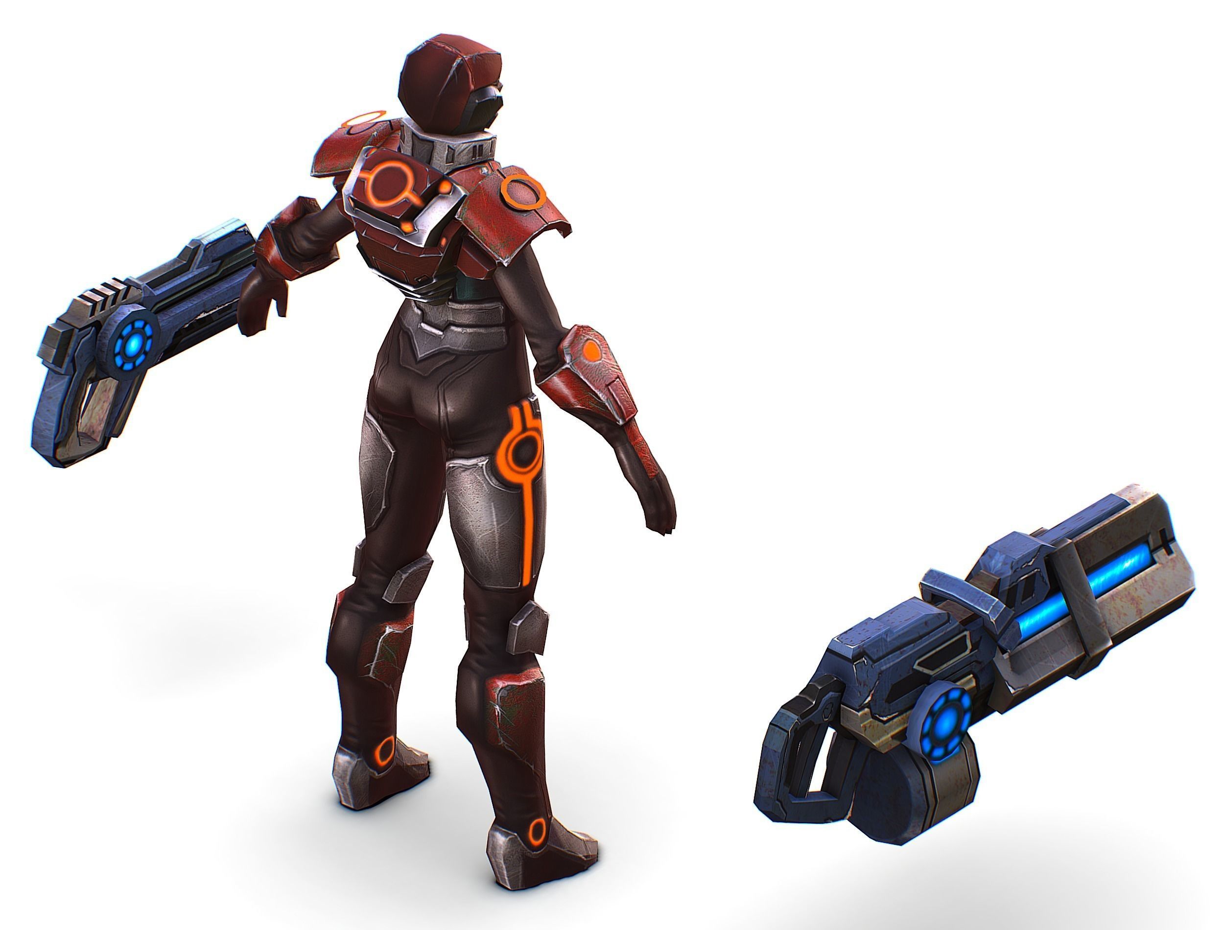 Sci-fi Female Cyborg - Woman Machine Gun Low-poly 3D model_40