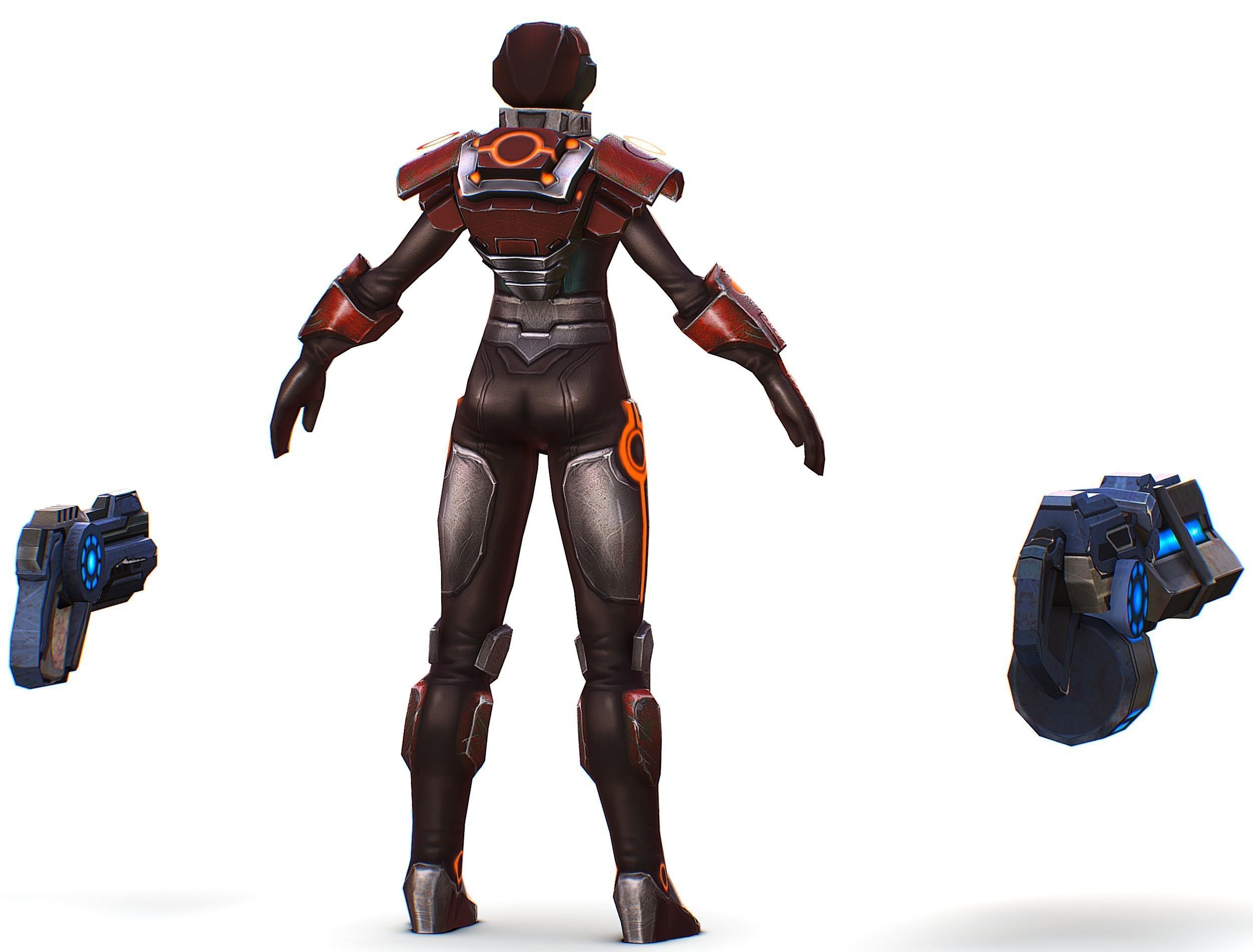 Sci-fi Female Cyborg - Woman Machine Gun Low-poly 3D model_10