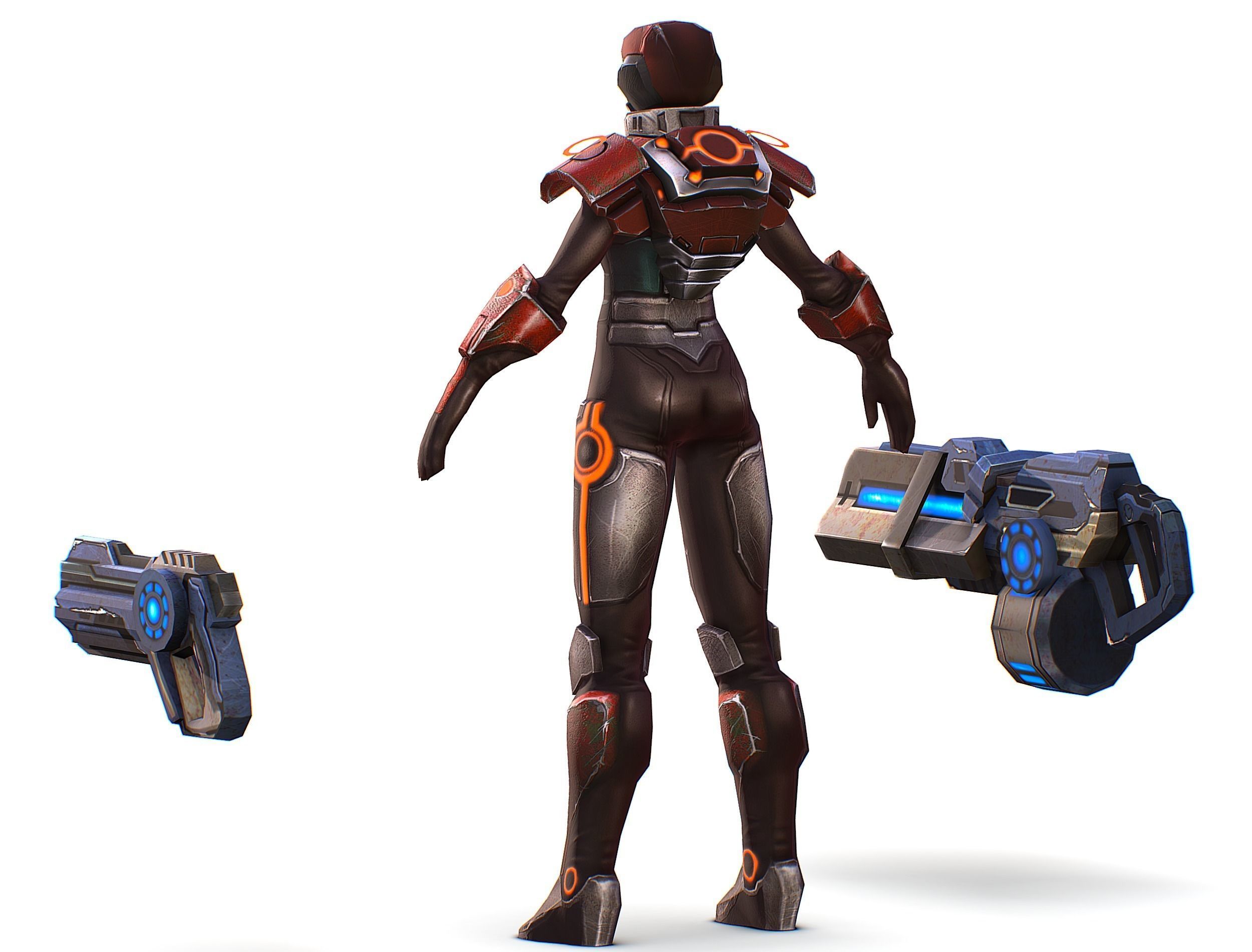 Sci-fi Female Cyborg - Woman Machine Gun Low-poly 3D model_14