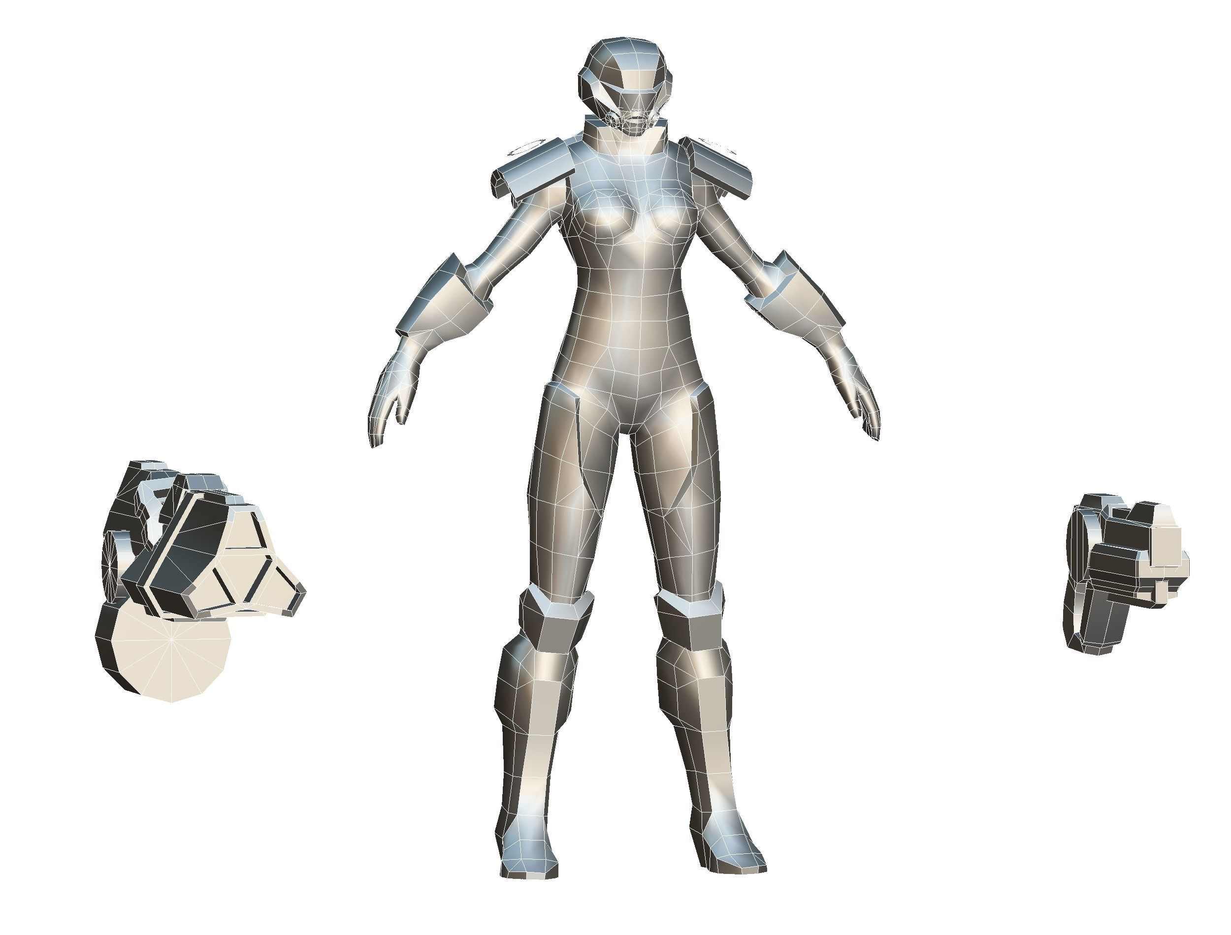 Sci-fi Female Cyborg - Woman Machine Gun Low-poly 3D model_64