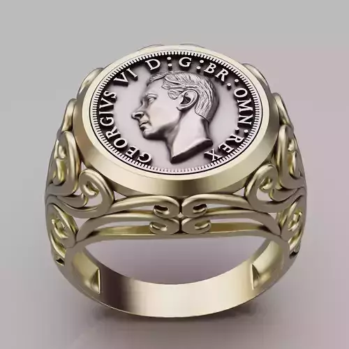florin-1938-british-coin Ring printable 3d jewelry model