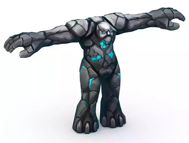 Big Grey Stone Golem Monster Giant Mining Heroes Rock