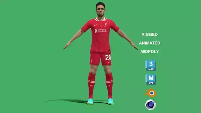 3D Rigged Diogo Jota Liverpool 2025 3D model