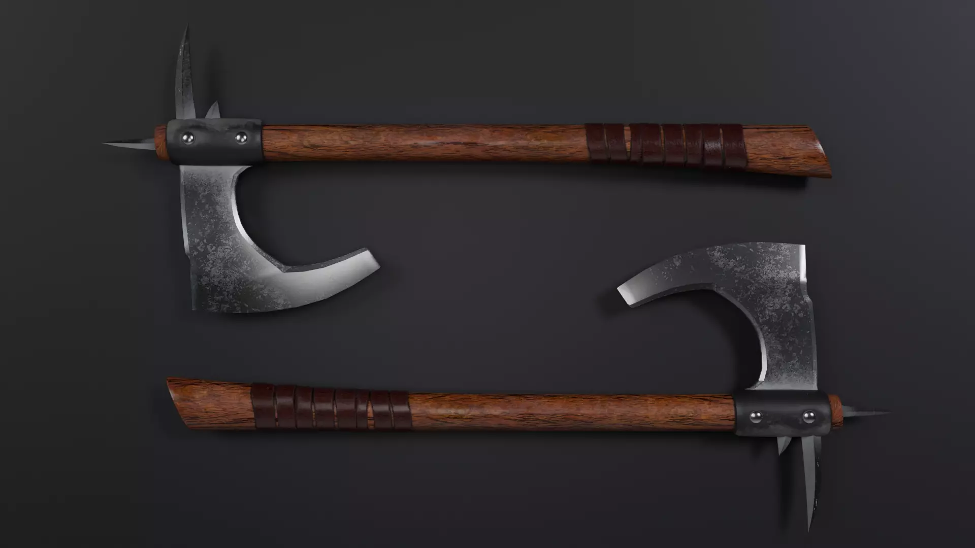 Medieval Axe Low-poly 3D model_0