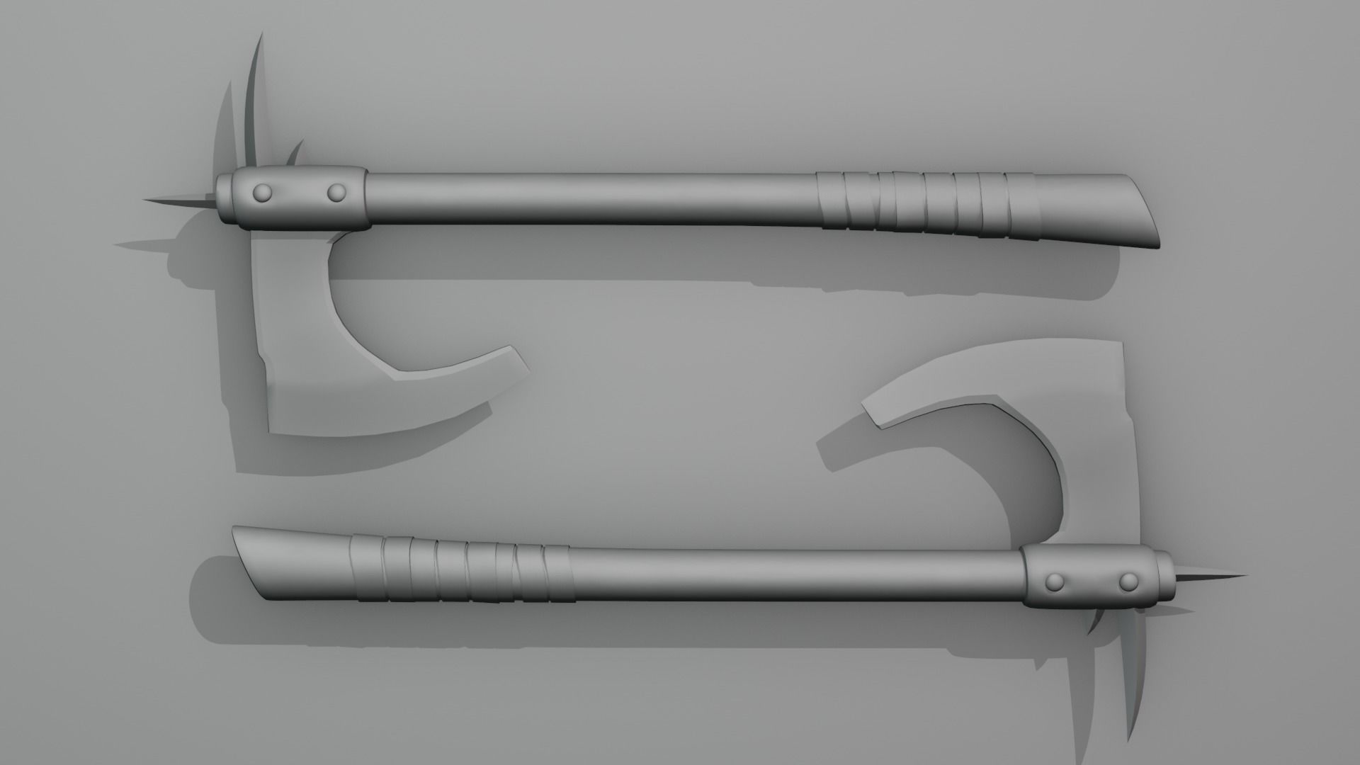 Medieval Axe Low-poly 3D model_1