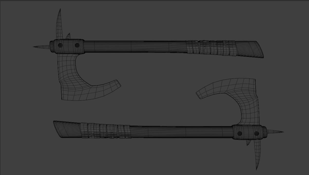 Medieval Axe Low-poly 3D model_2