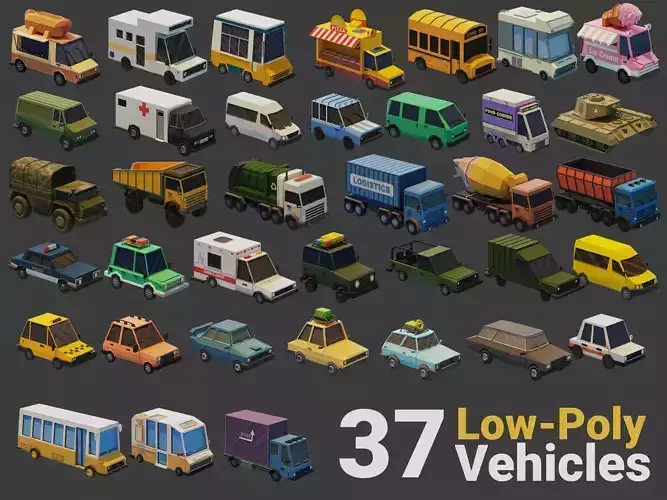 Low Poly Vehicles Low-poly 3D model