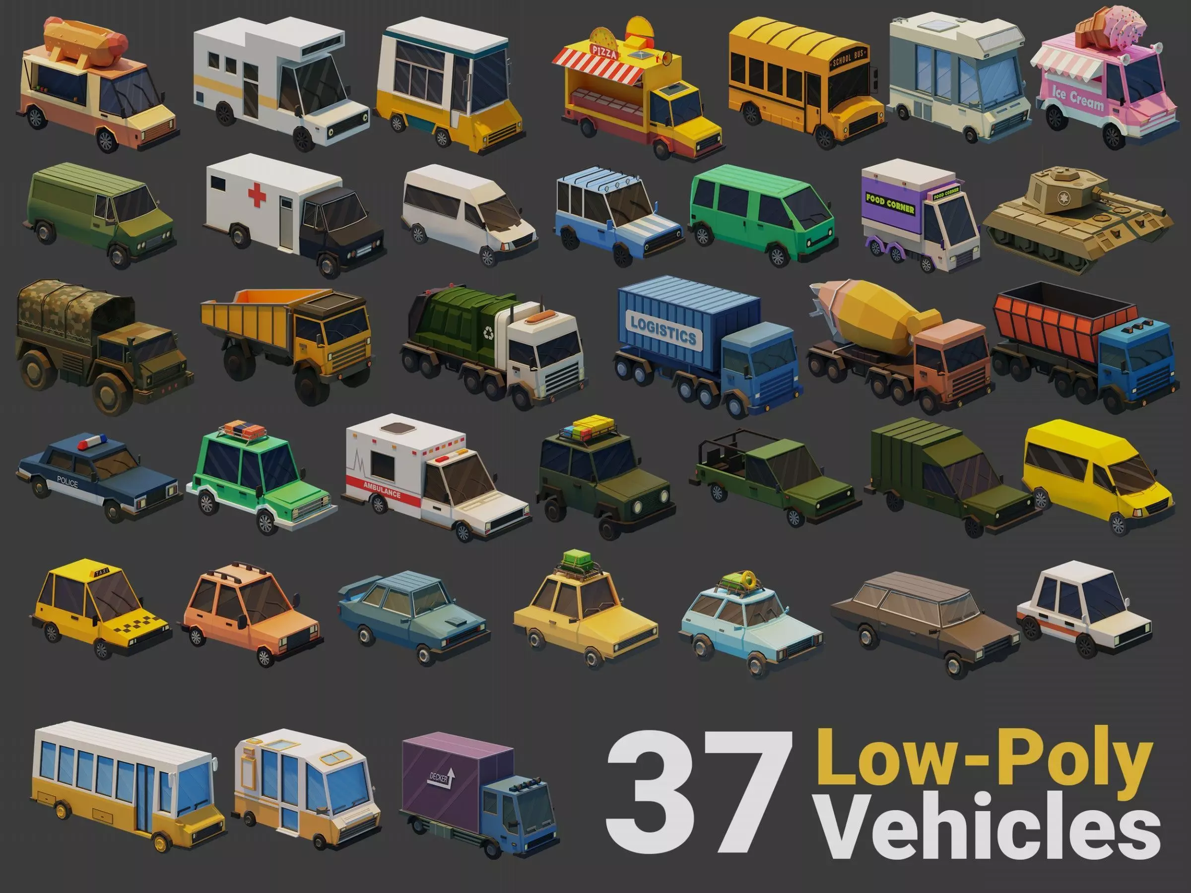 Low Poly Vehicles Low-poly 3D model_0