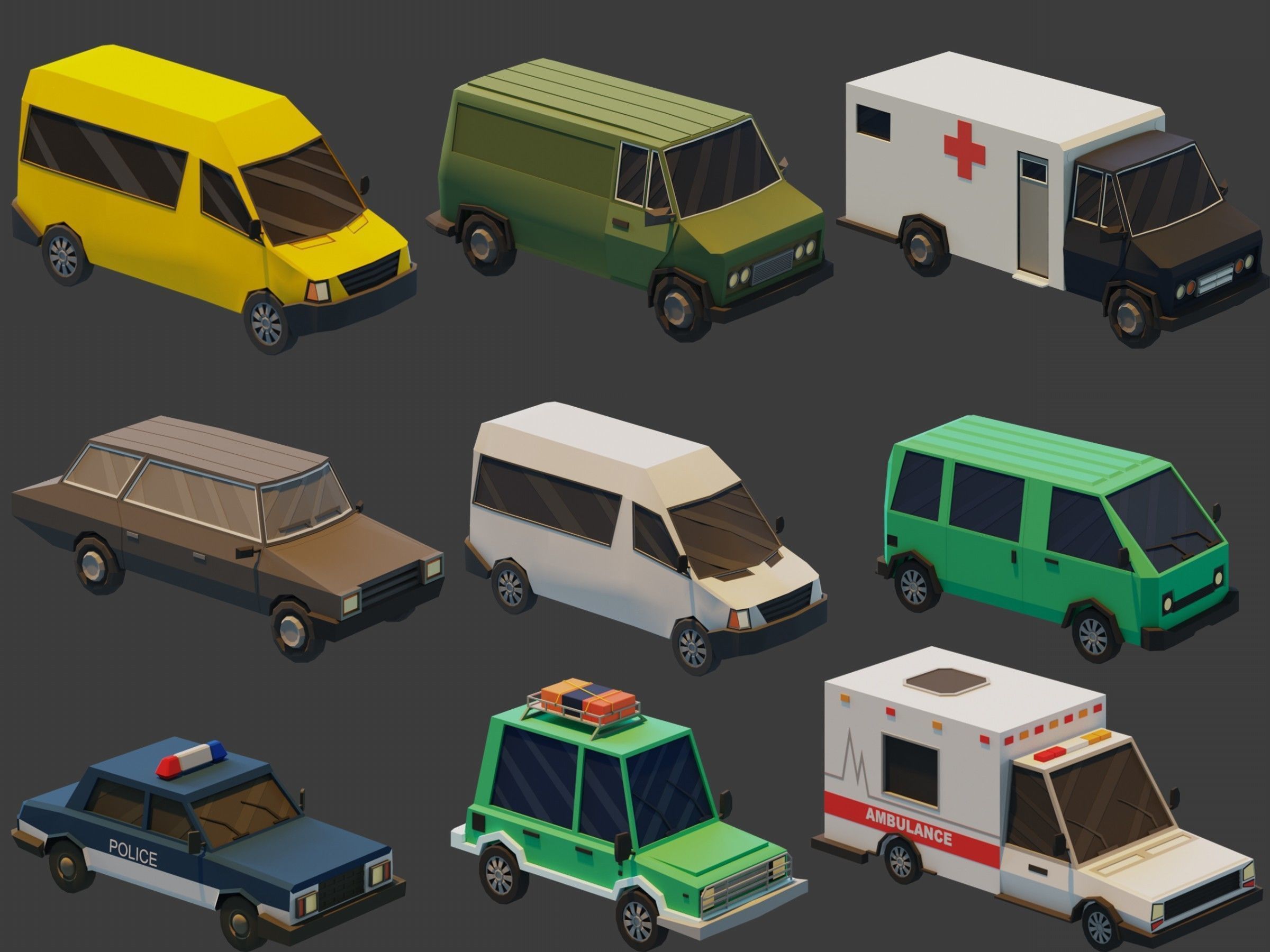 Low Poly Vehicles Low-poly 3D model_2