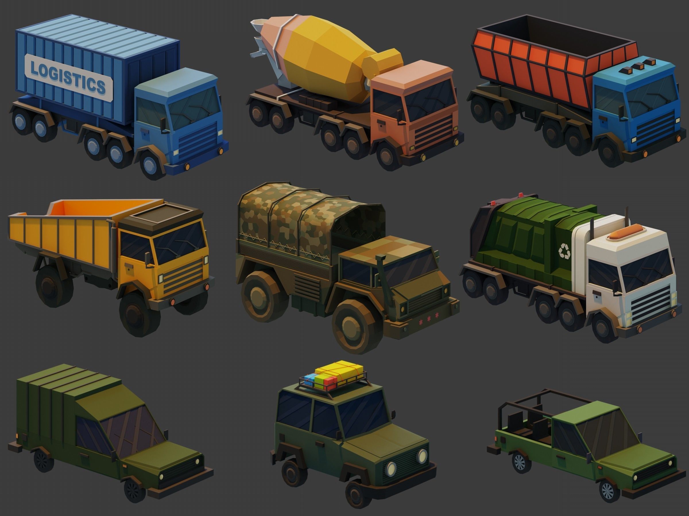 Low Poly Vehicles Low-poly 3D model_3