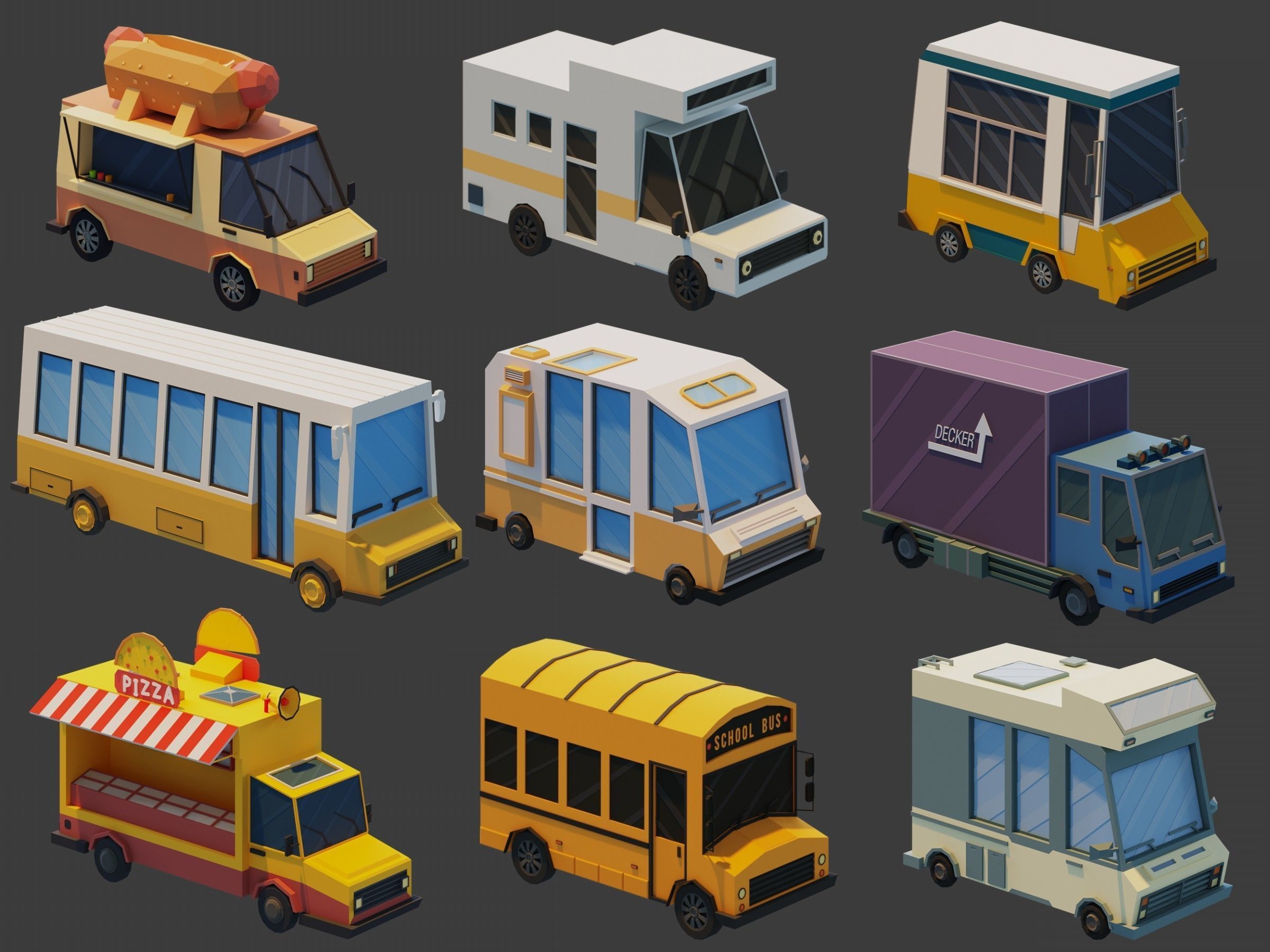 Low Poly Vehicles Low-poly 3D model_1