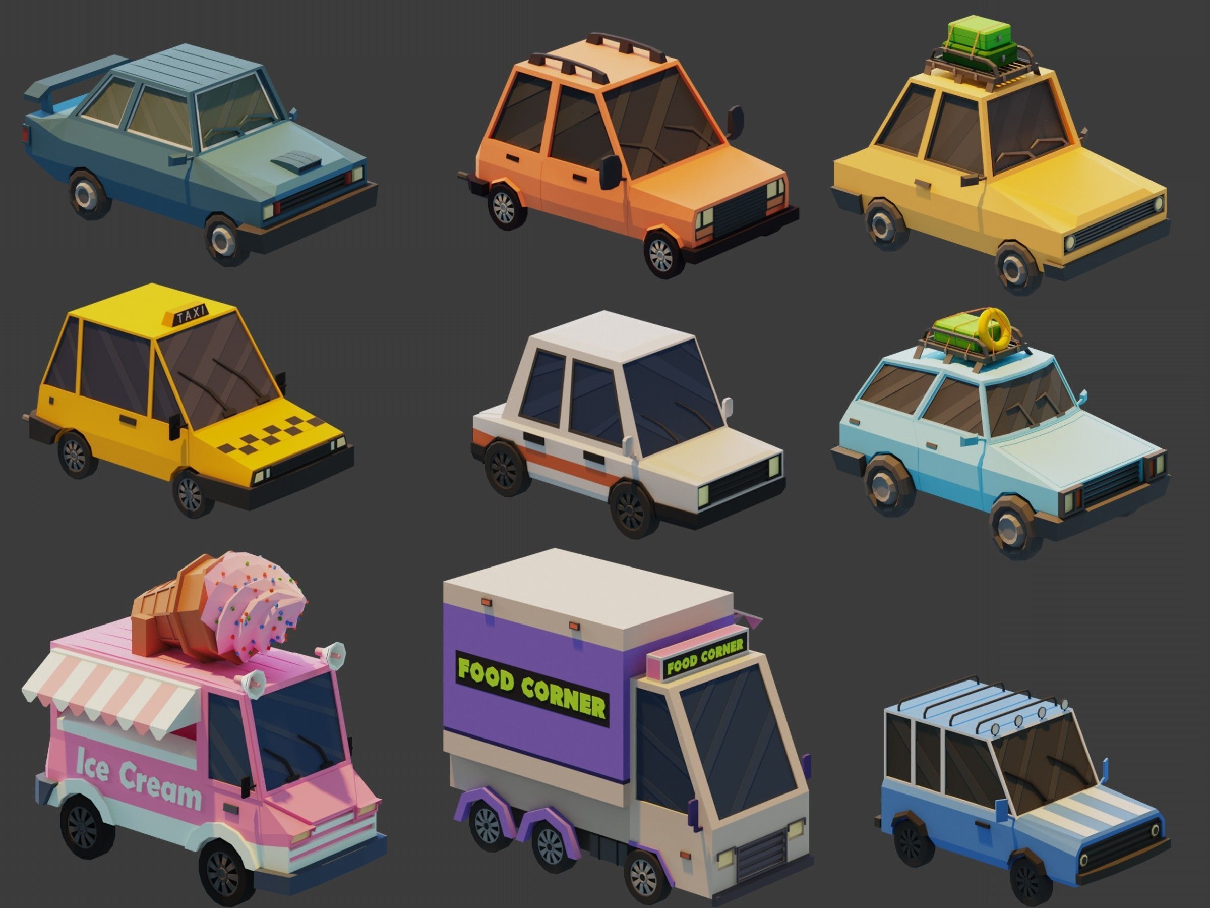Low Poly Vehicles Low-poly 3D model_4