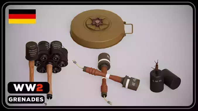 GREMANY WW2 Explosive equipment Low-poly 3D model GREMANY WW2 Explosive equipment Low-poly 3D model