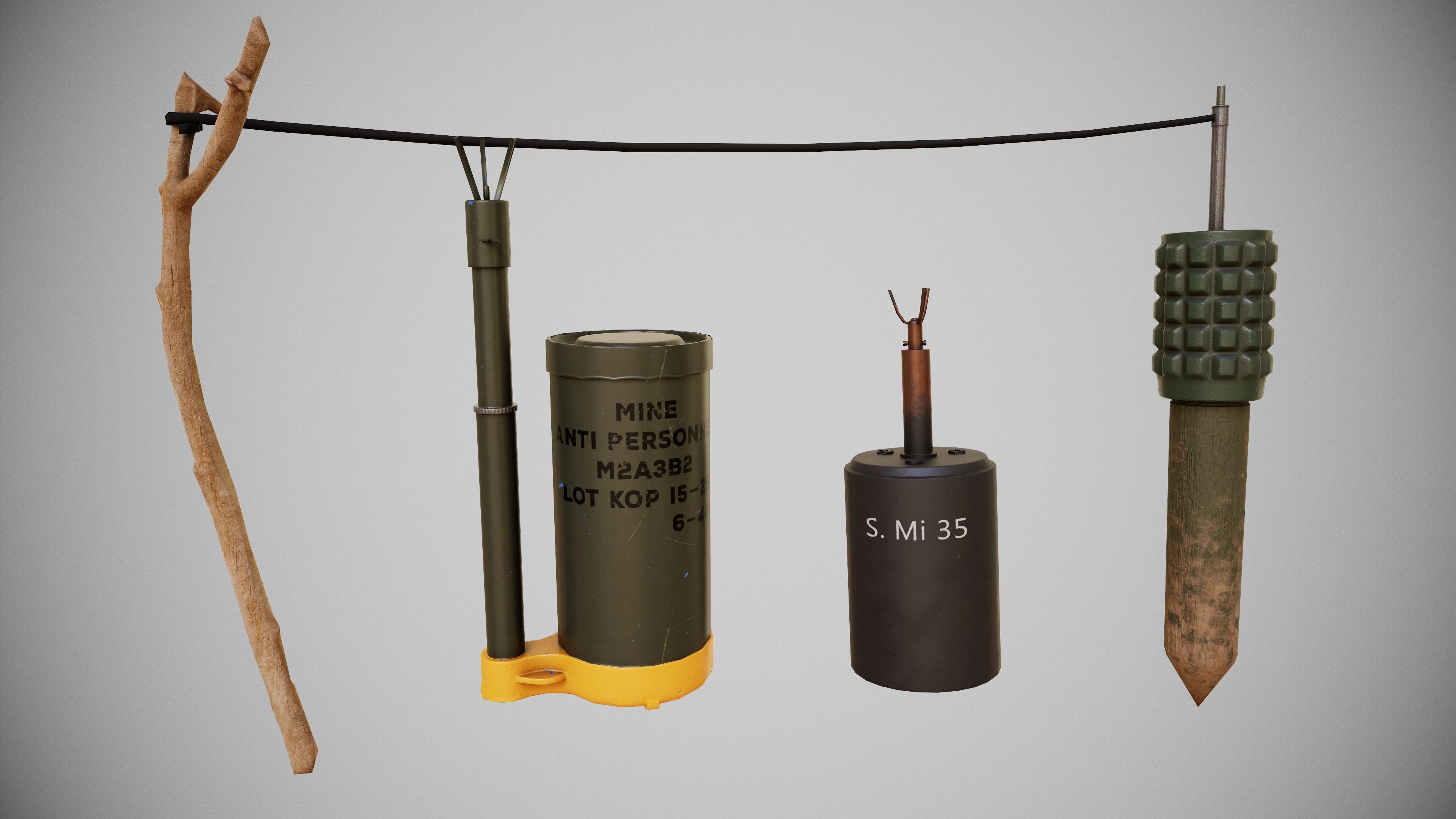WW2 Grenades and explosives 3 FACTIONS 3D Model Collection_6