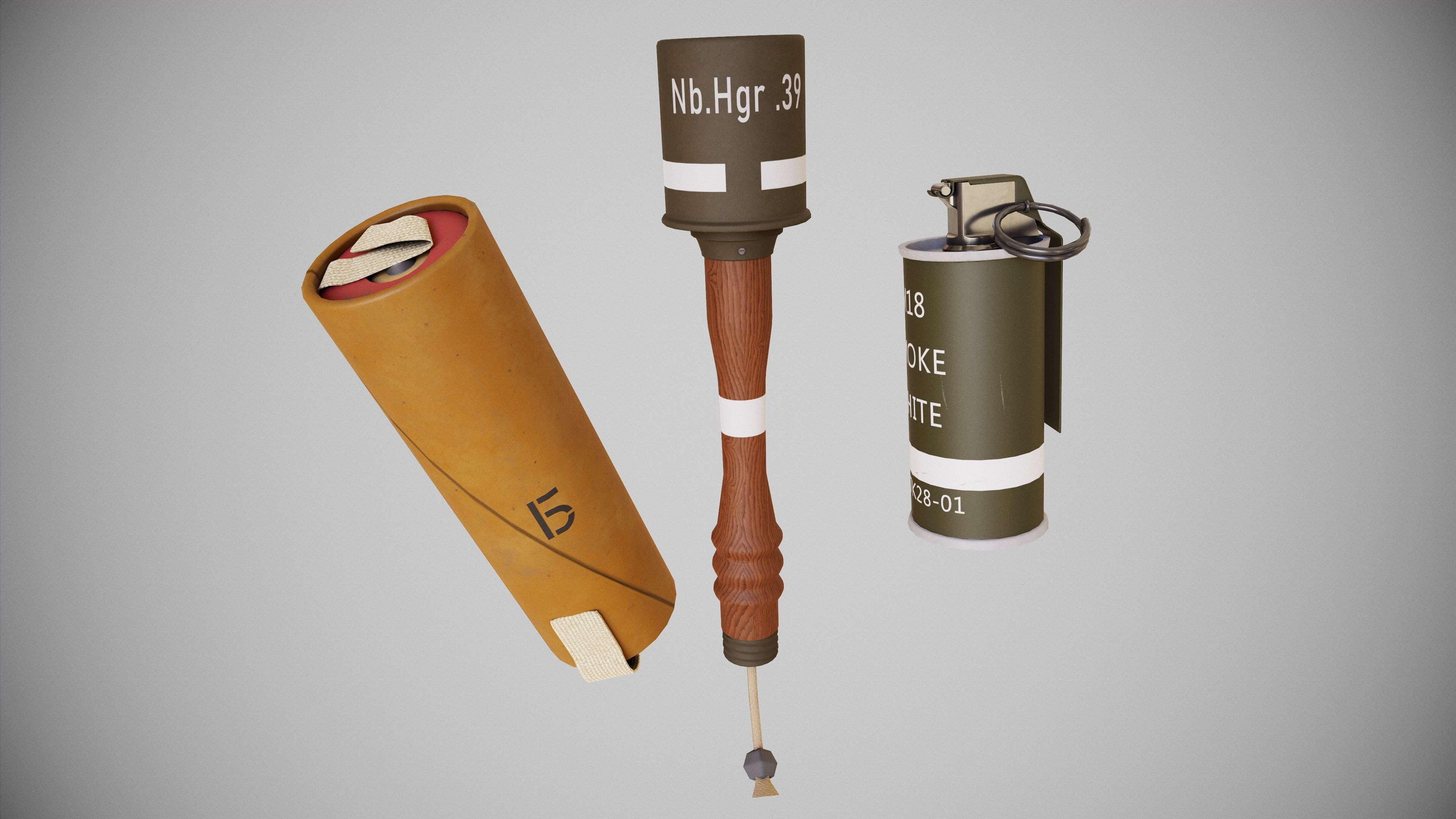WW2 Grenades and explosives 3 FACTIONS 3D Model Collection_5