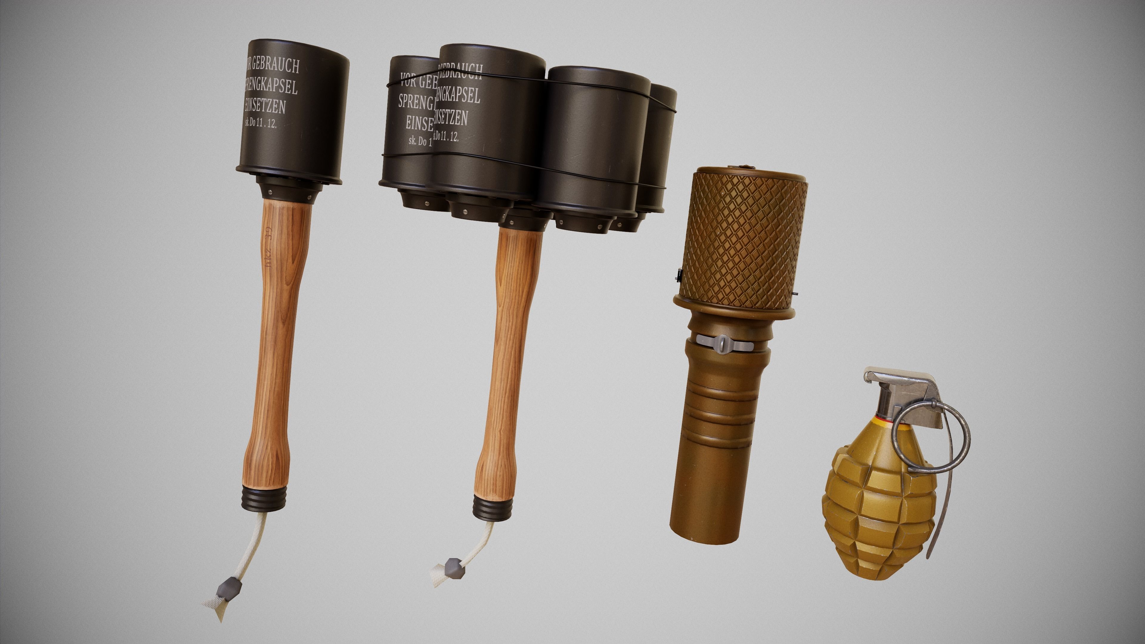 WW2 Grenades and explosives 3 FACTIONS 3D Model Collection_10