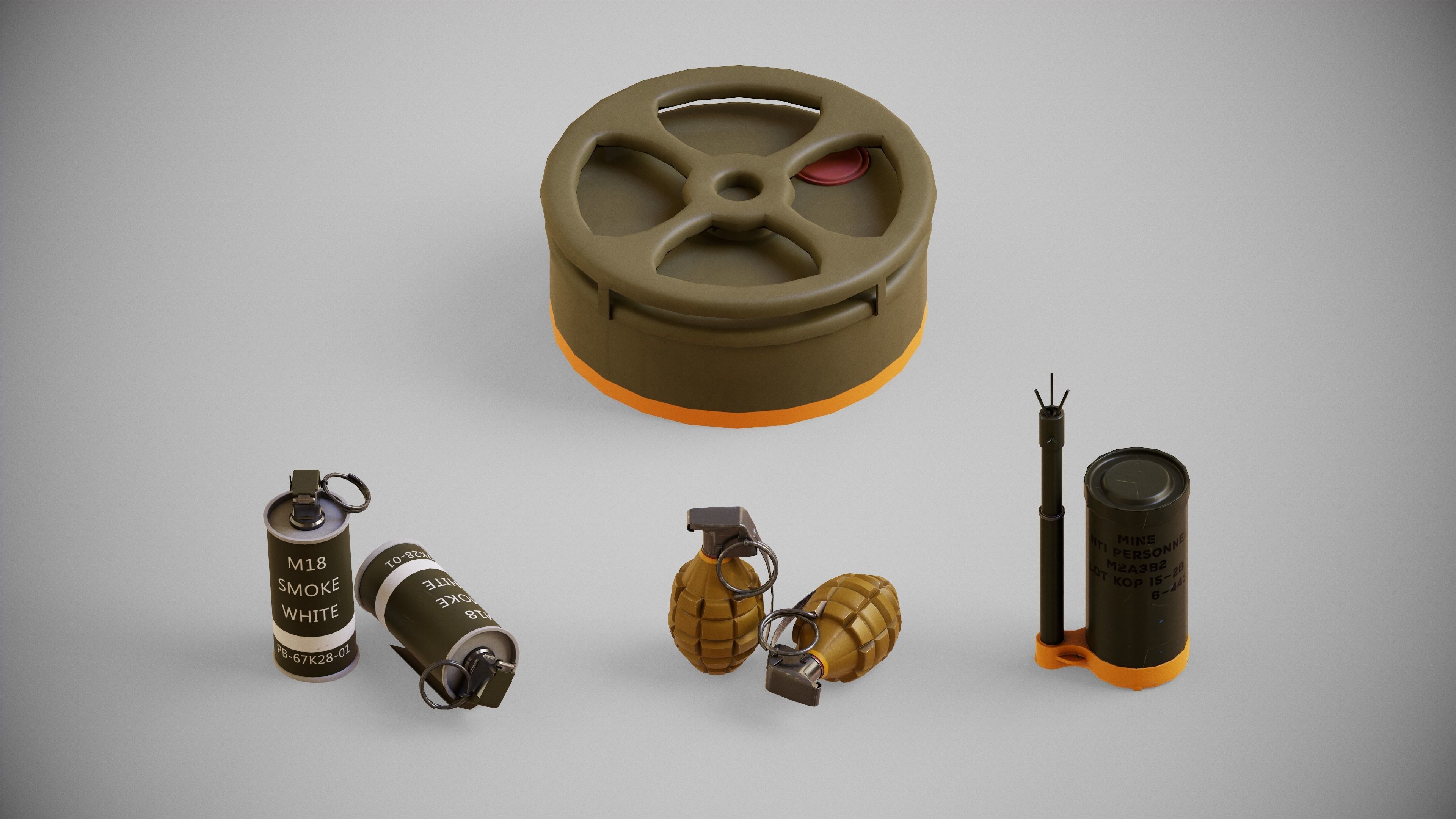 WW2 Grenades and explosives 3 FACTIONS 3D Model Collection_1